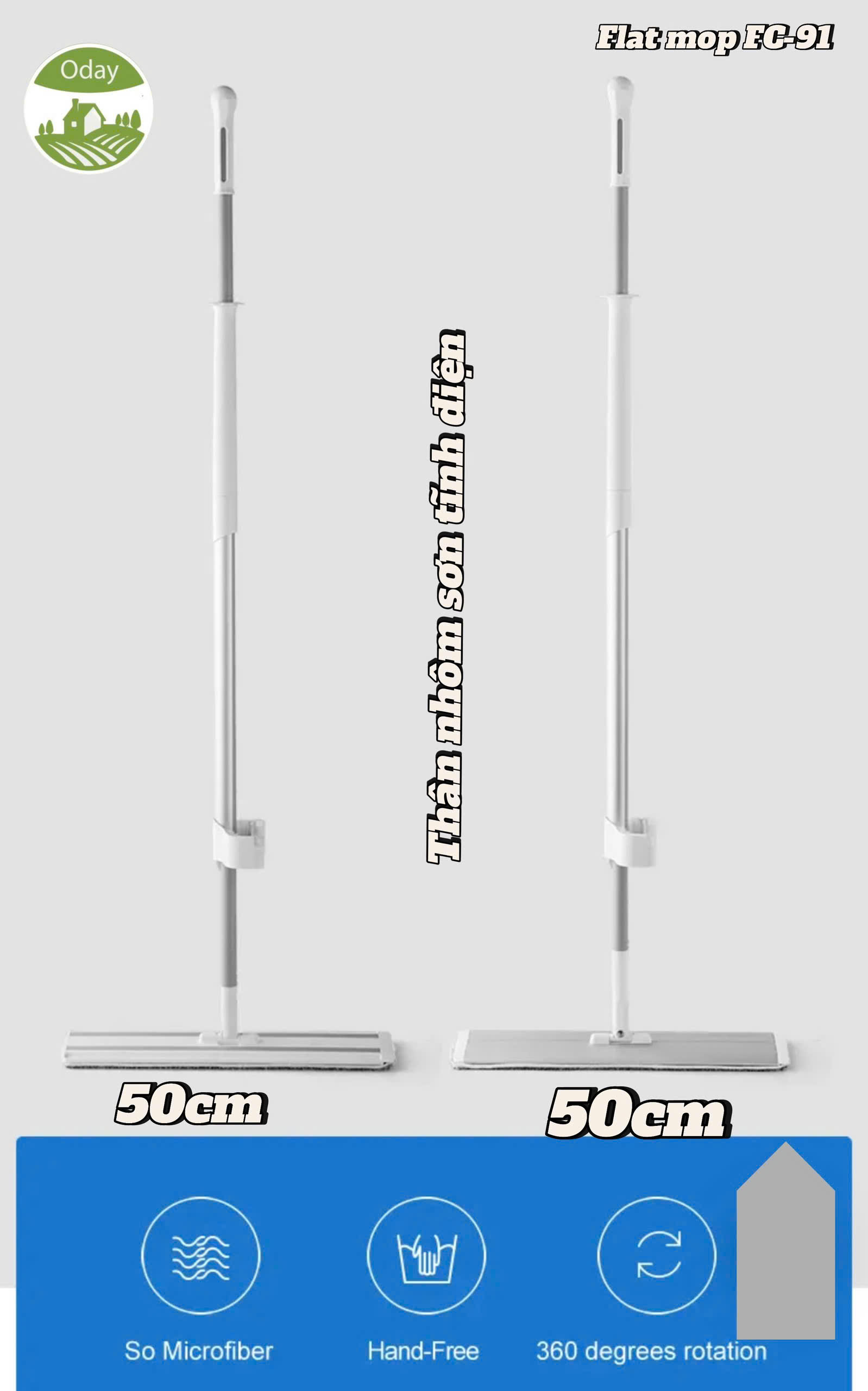 Cây lau tự vắt Flat Mop Oday FC91(không xô)