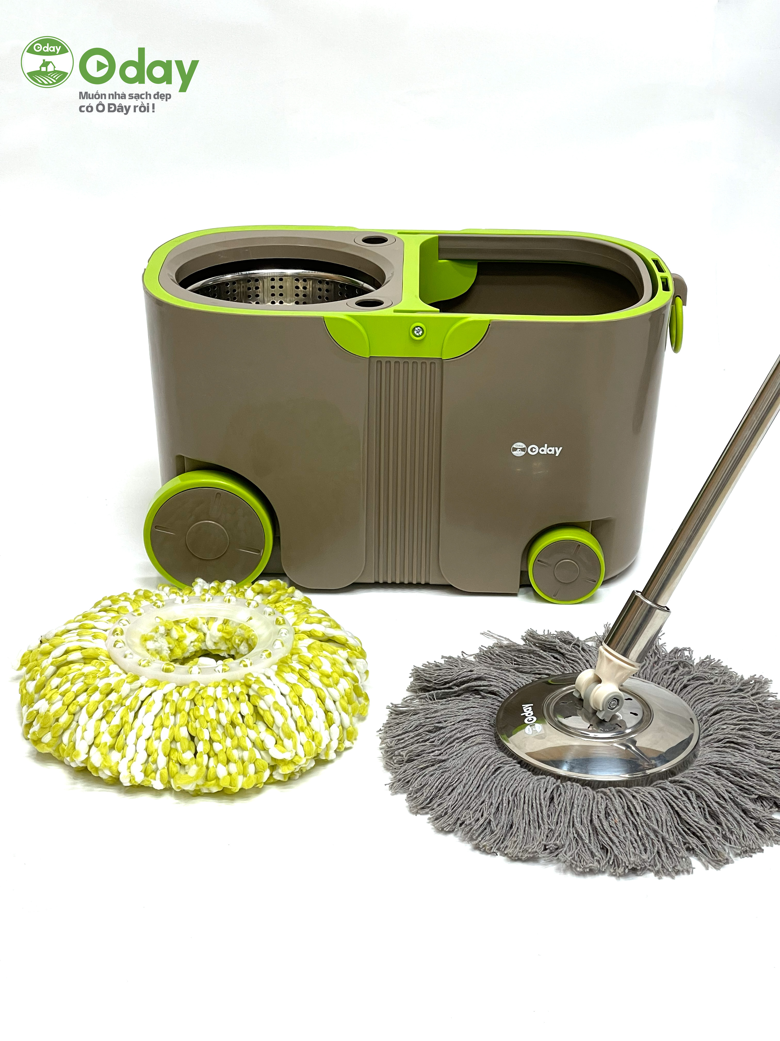 Bộ Lau Nhà 360 Độ Có 4 Bánh Xe, Cán Siêu Dài 1,5m Oday OS06