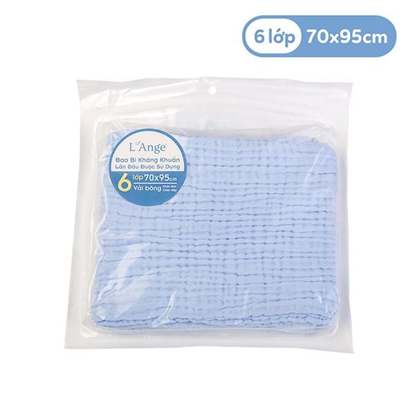 Khăn tắm vải bông 6 lớp màu xanh L'Ange