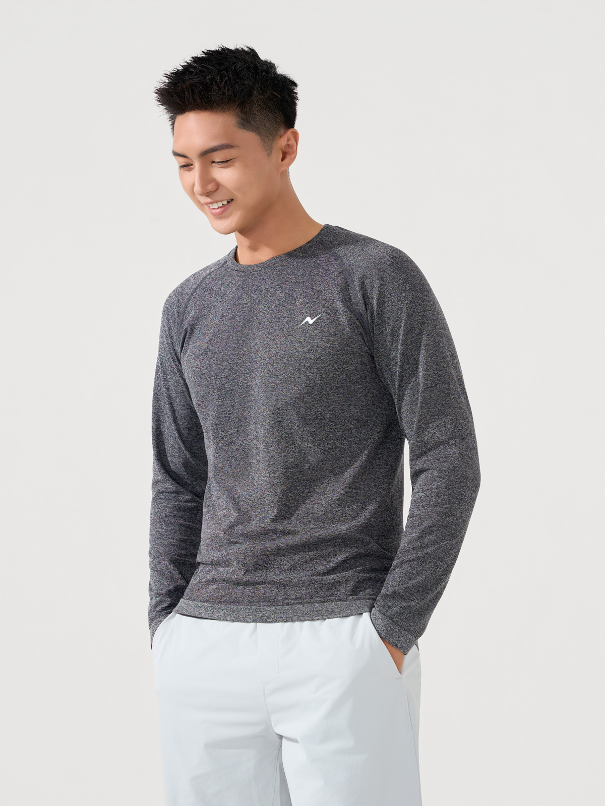 Áo thun dài tay Nam Athleisure Hiệu Ứng Melange