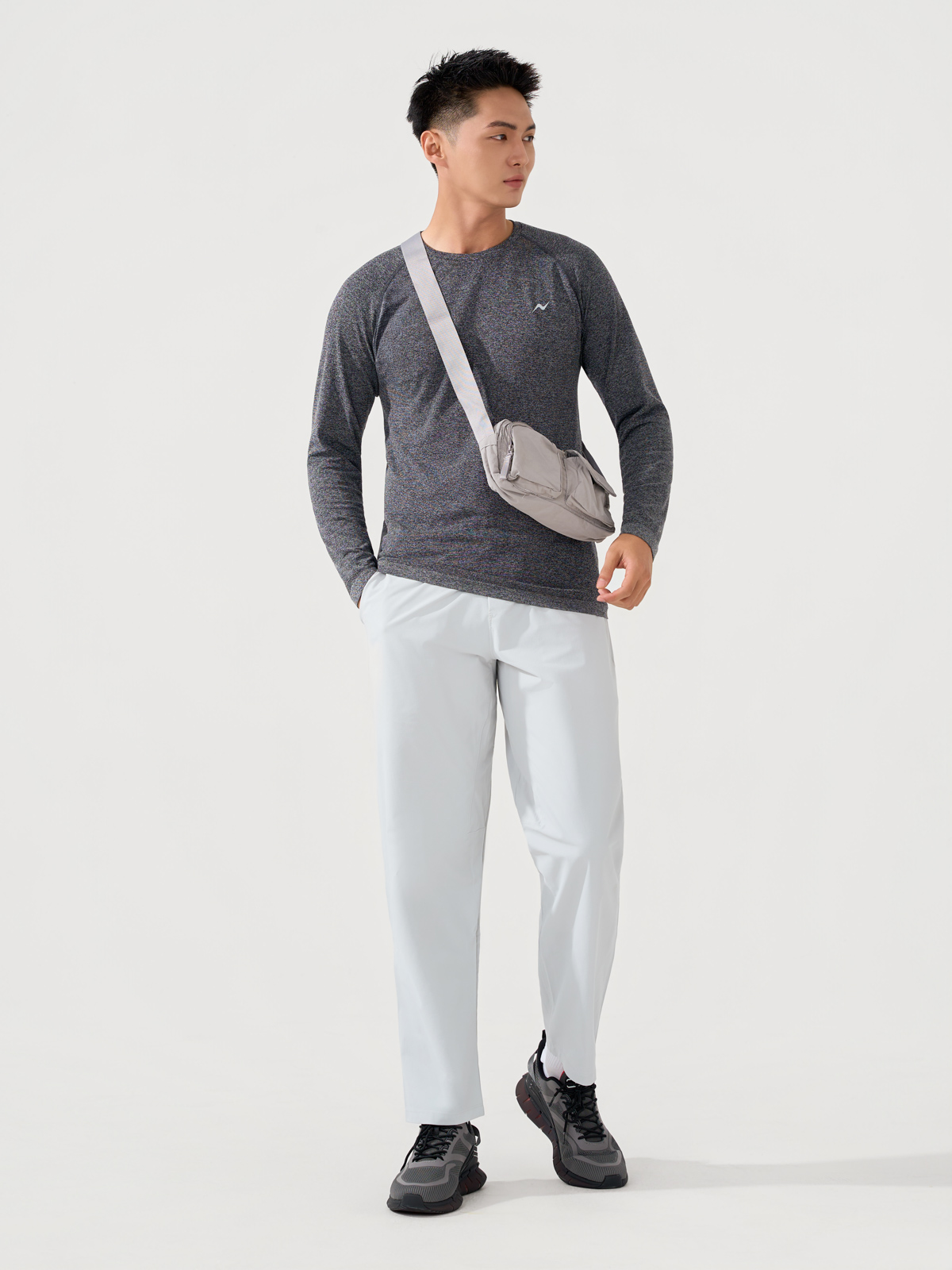 Áo thun dài tay Nam Athleisure Hiệu Ứng Melange