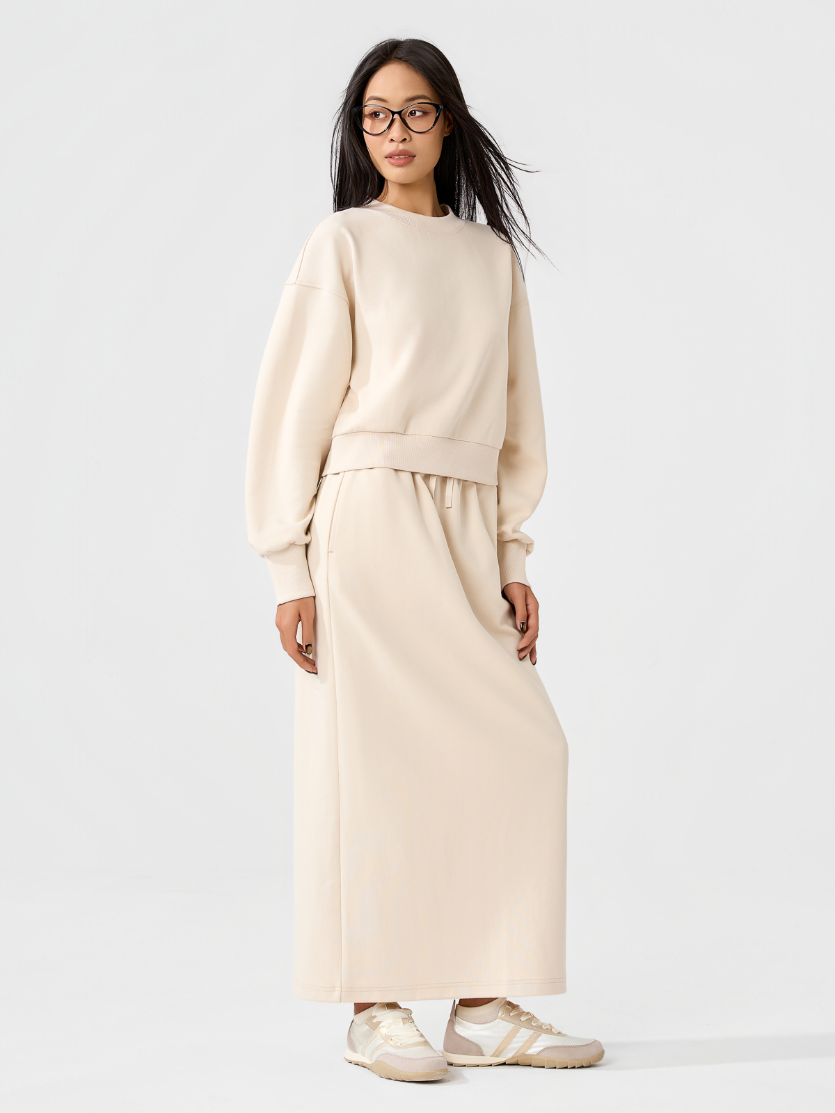 Áo Nỉ Athleisure phom croptop bo gấu