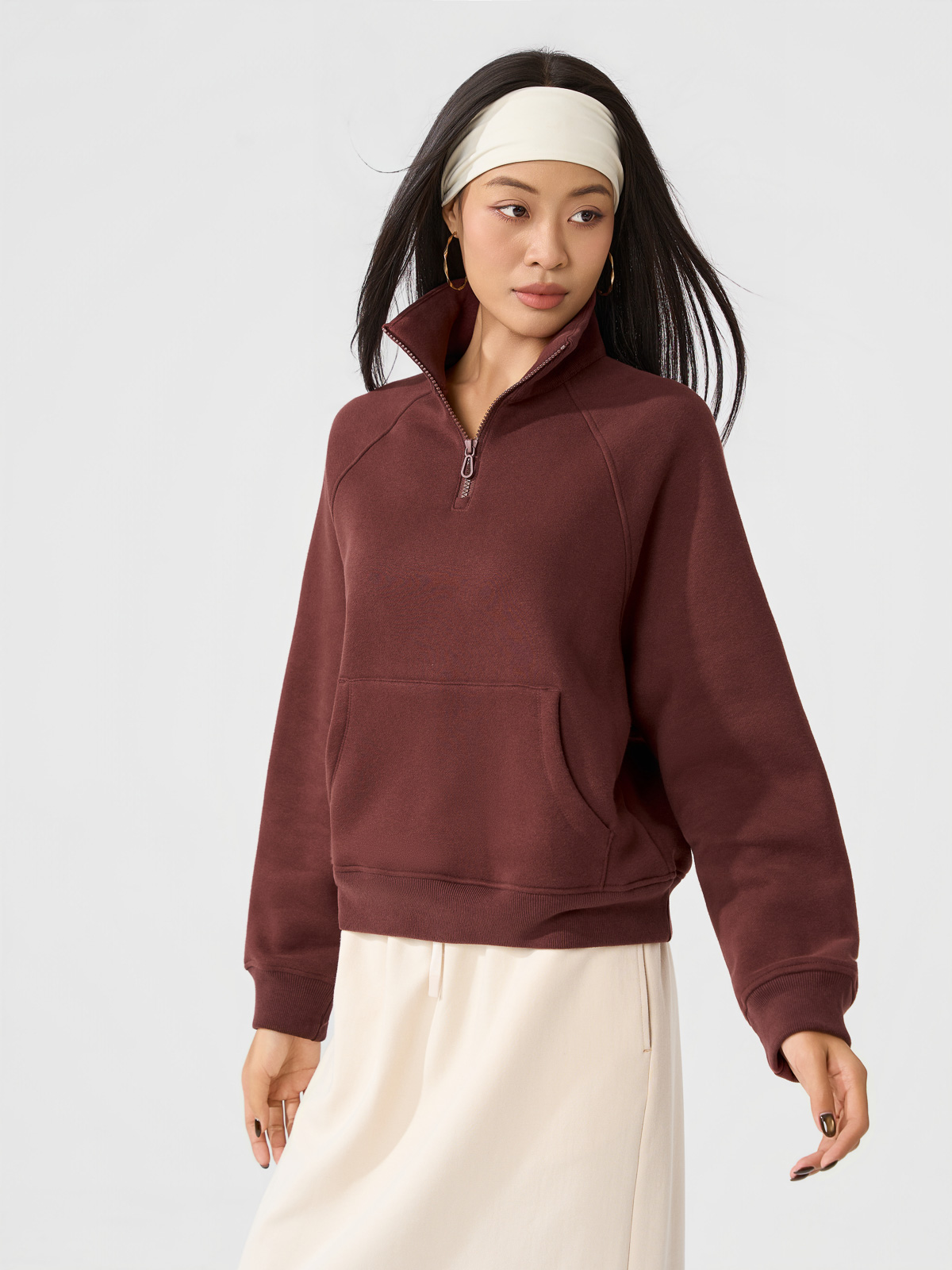 Áo Nỉ Nữ Athleisure Mặt Lông Mềm Mịn