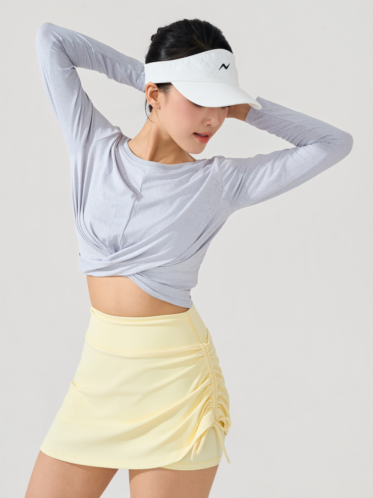 Áo Thun Thể Thao Thoáng Khí Croptop Xoắn Eo