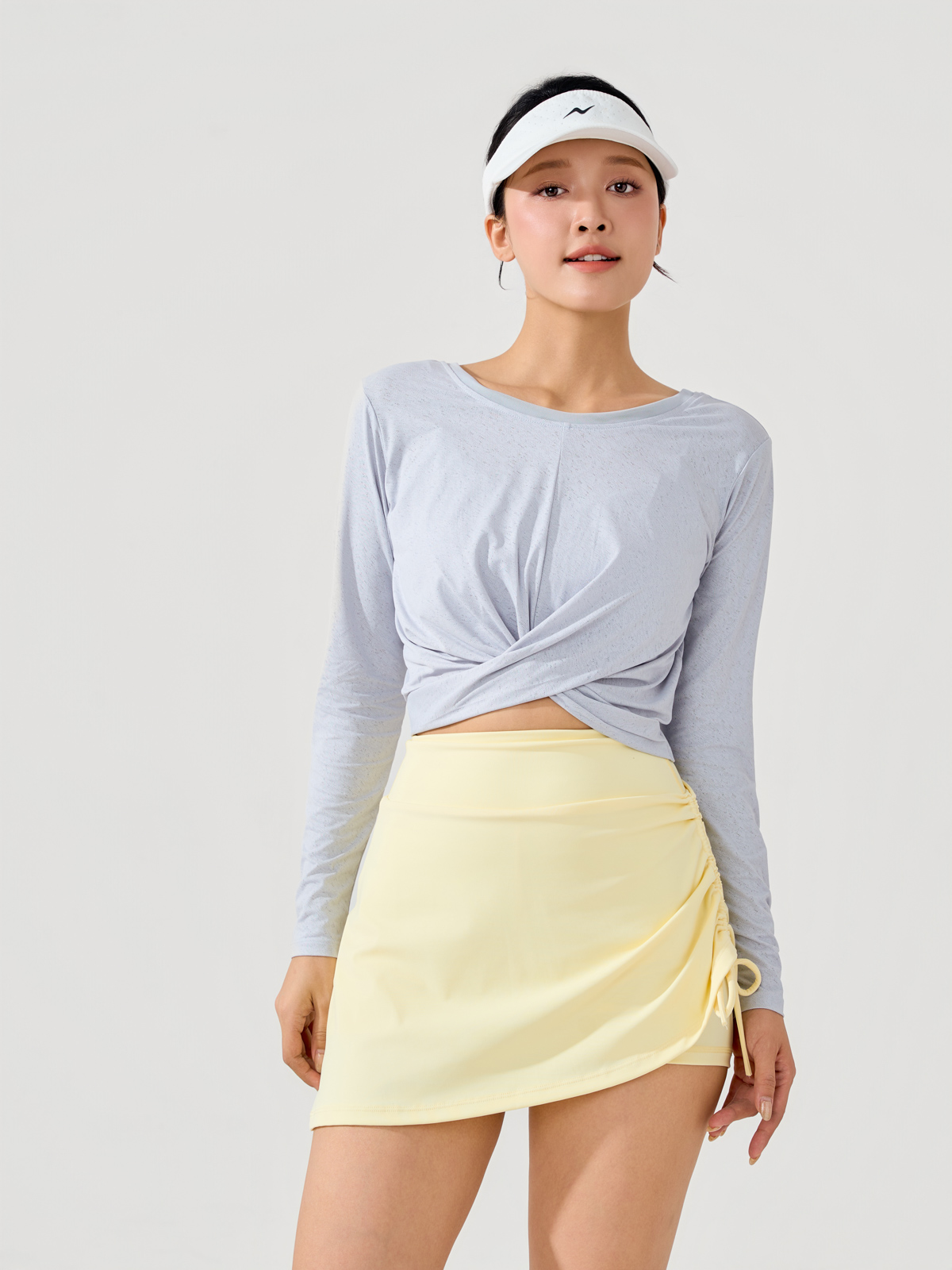 Áo Thun Thể Thao Thoáng Khí Croptop Xoắn Eo