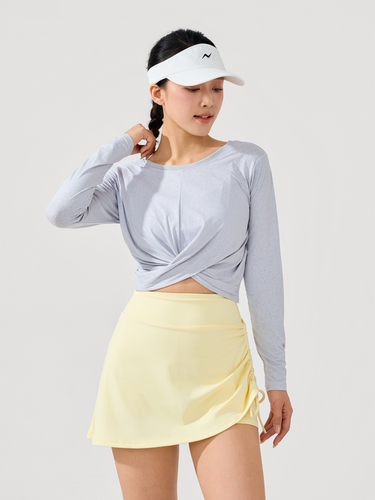 Áo Thun Thể Thao Thoáng Khí Croptop Xoắn Eo