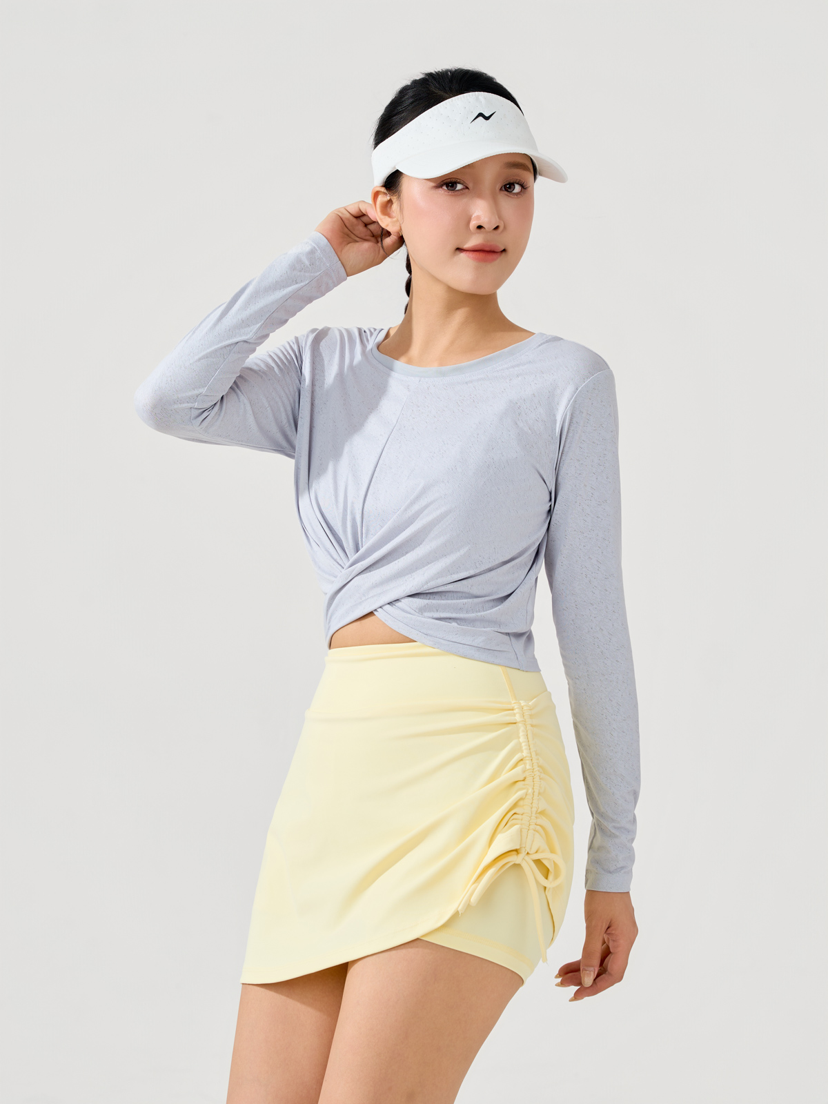 Áo Thun Thể Thao Thoáng Khí Croptop Xoắn Eo