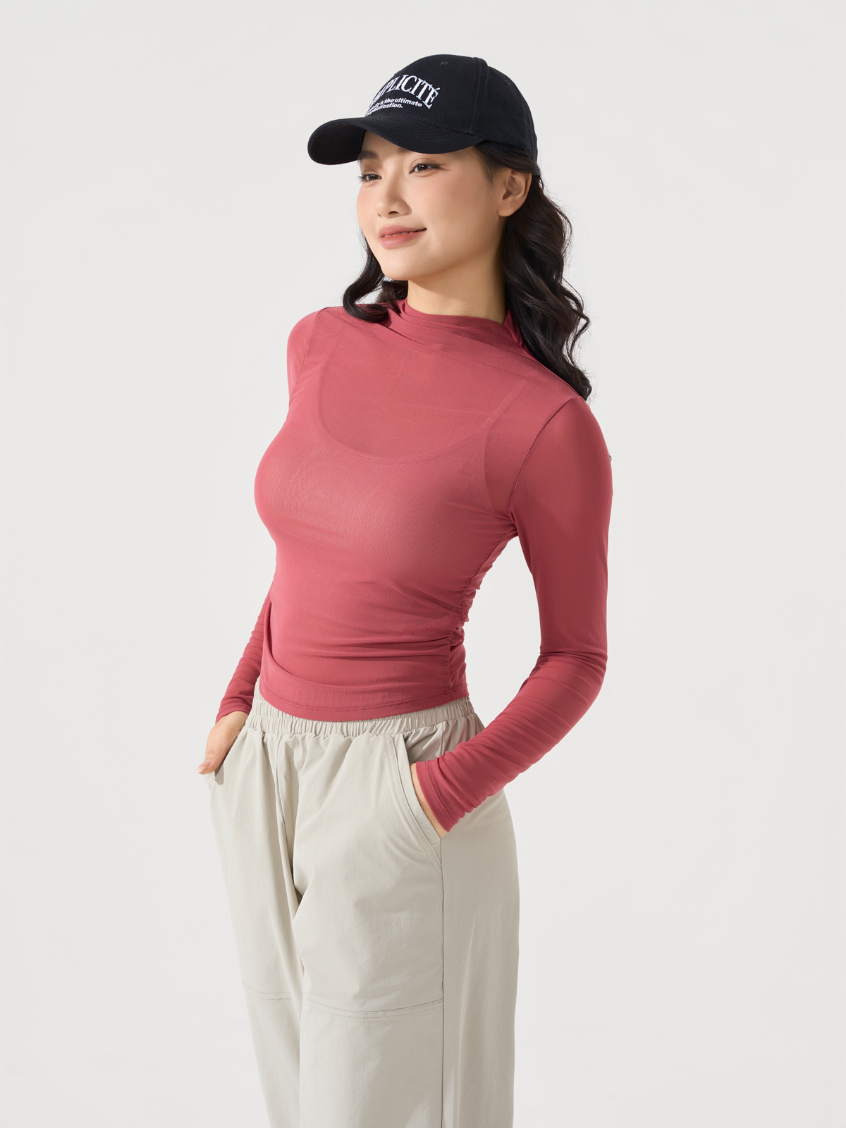 Áo phối lưới dài tay thể thao nữ khỏe khoắn