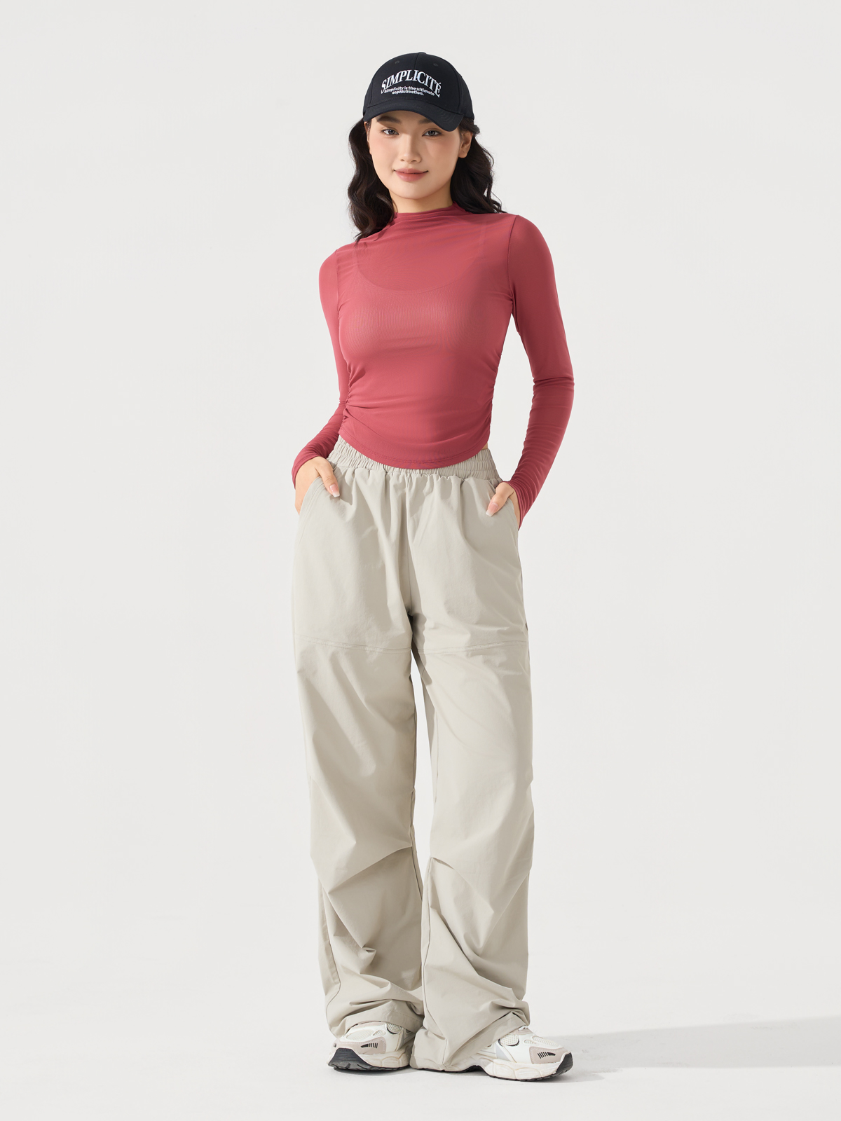 Áo phối lưới dài tay thể thao nữ khỏe khoắn