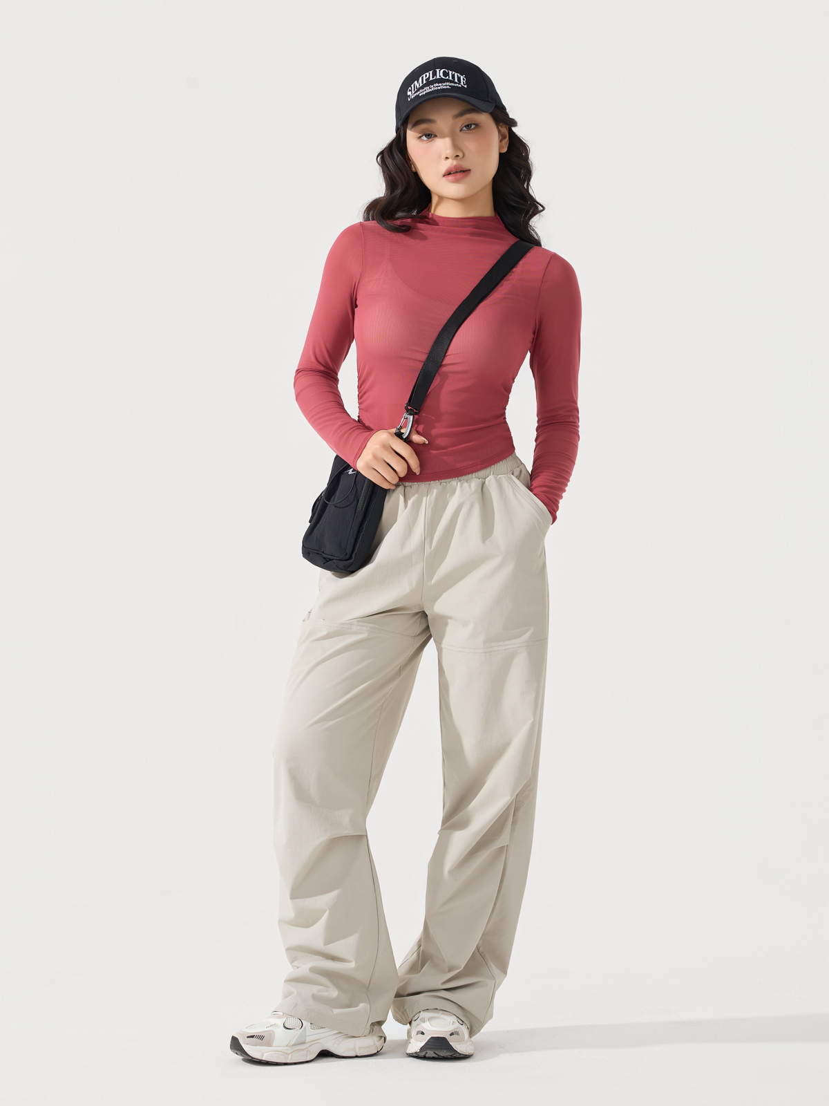 Áo phối lưới dài tay thể thao nữ khỏe khoắn