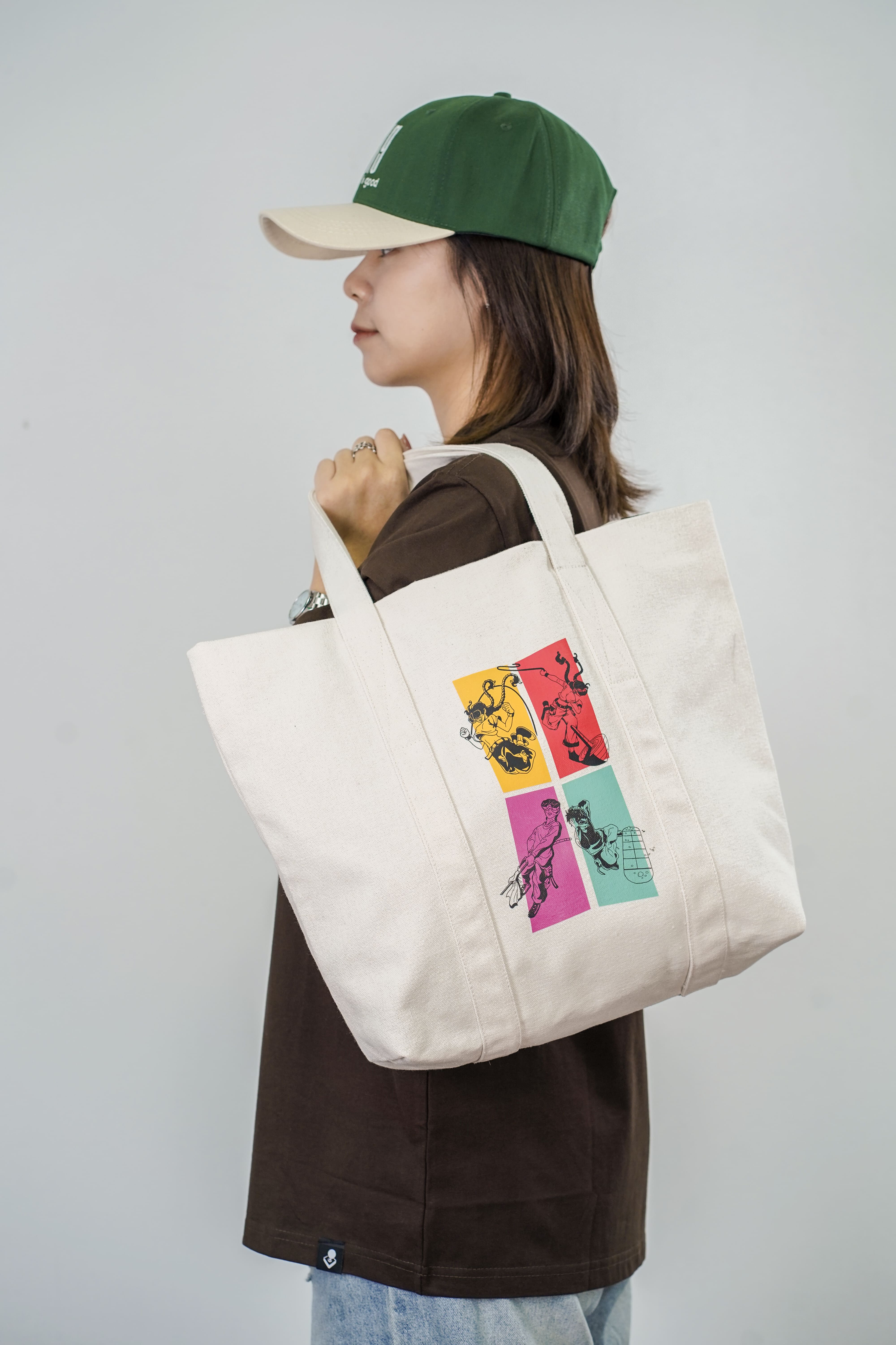 [BST Nối] Túi Tote Canvas In Hình Các Trò Chơi Dân Gian