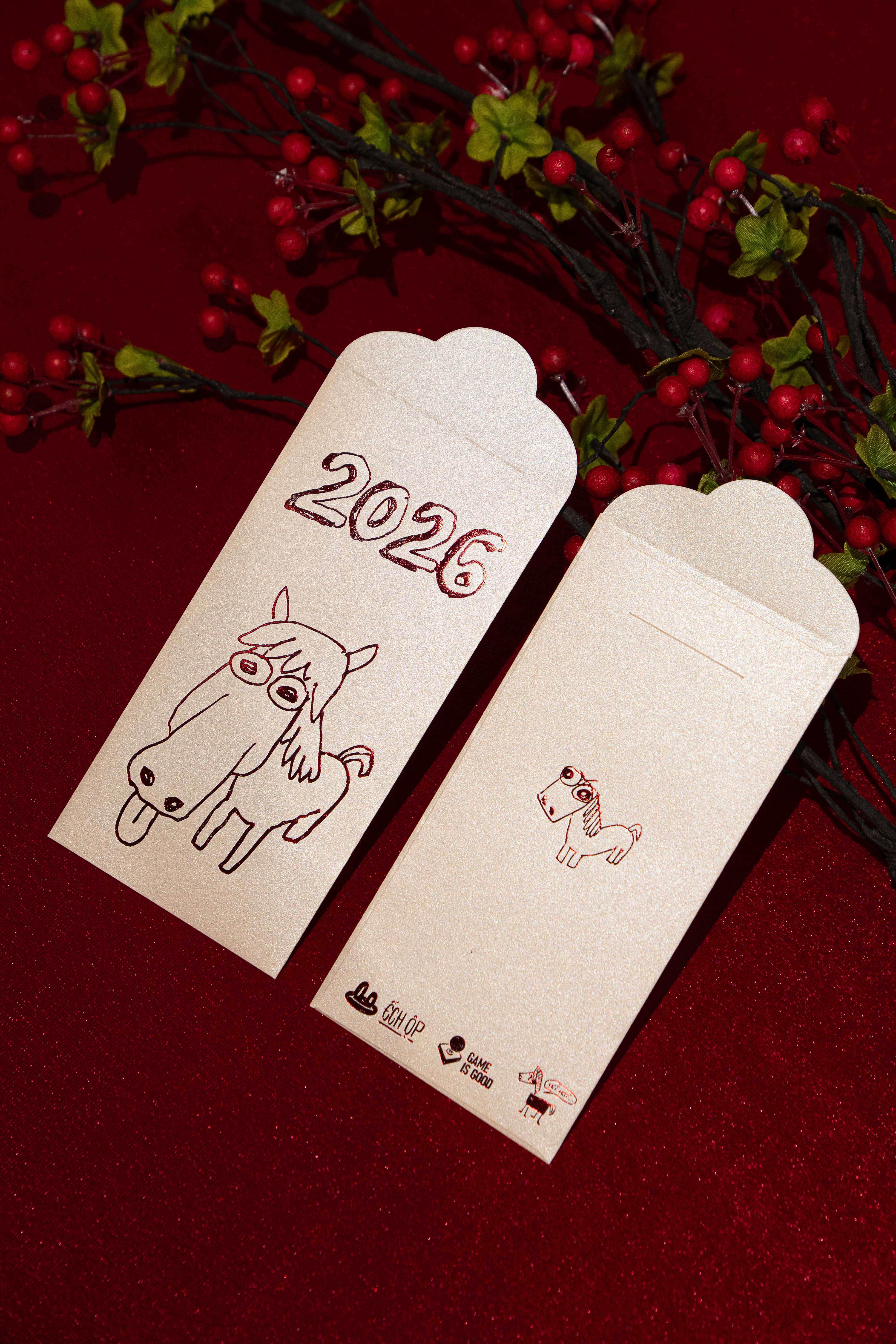 [Freeship] Set 12 Lì Xì Ép Kim Luxury Ếch Ộp x GIG Tết 2026 | Collection "Hí Hí"