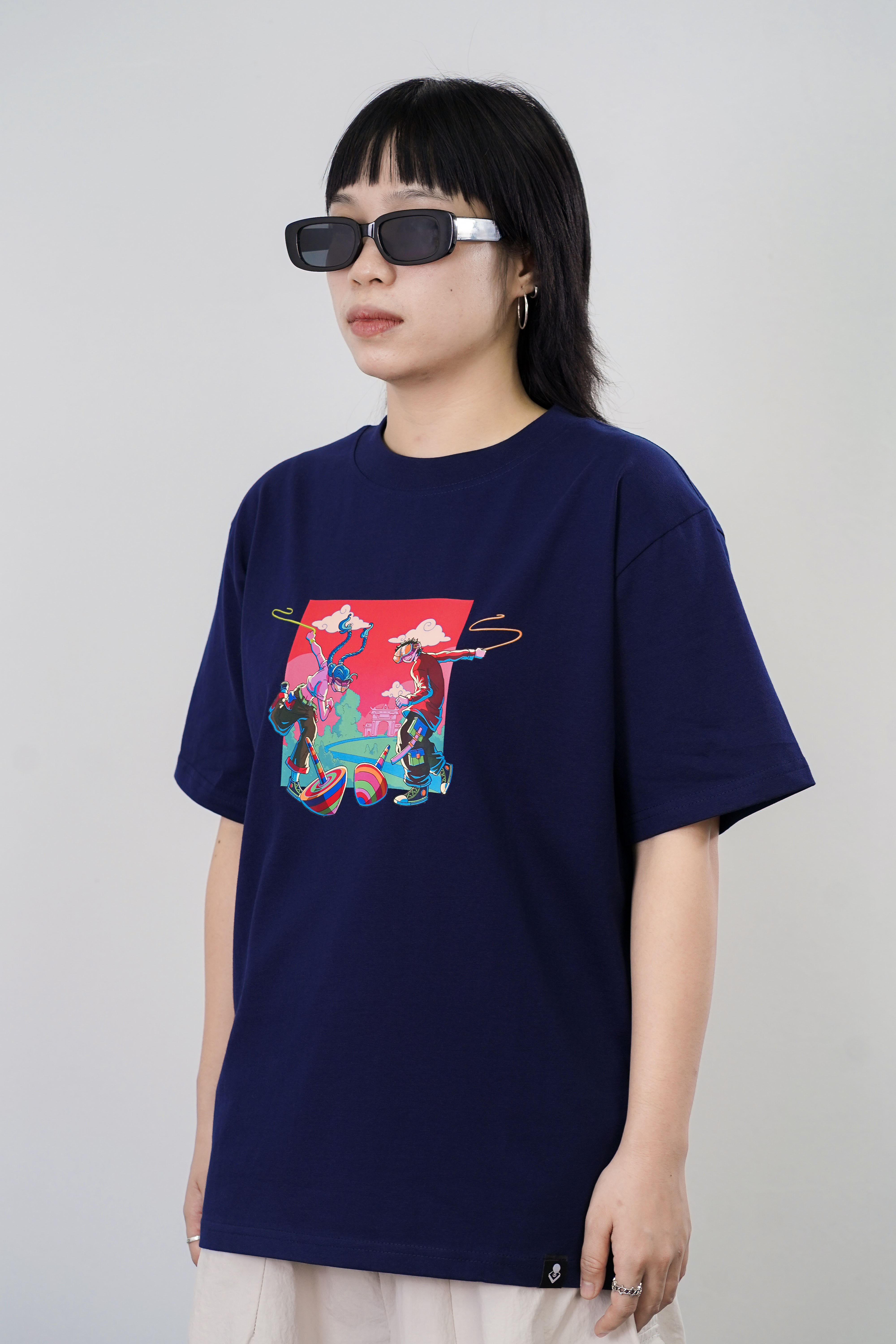 [BST Nối] Áo Phông Cotton In Hình Trò Chơi Dân Gian Cù Quay