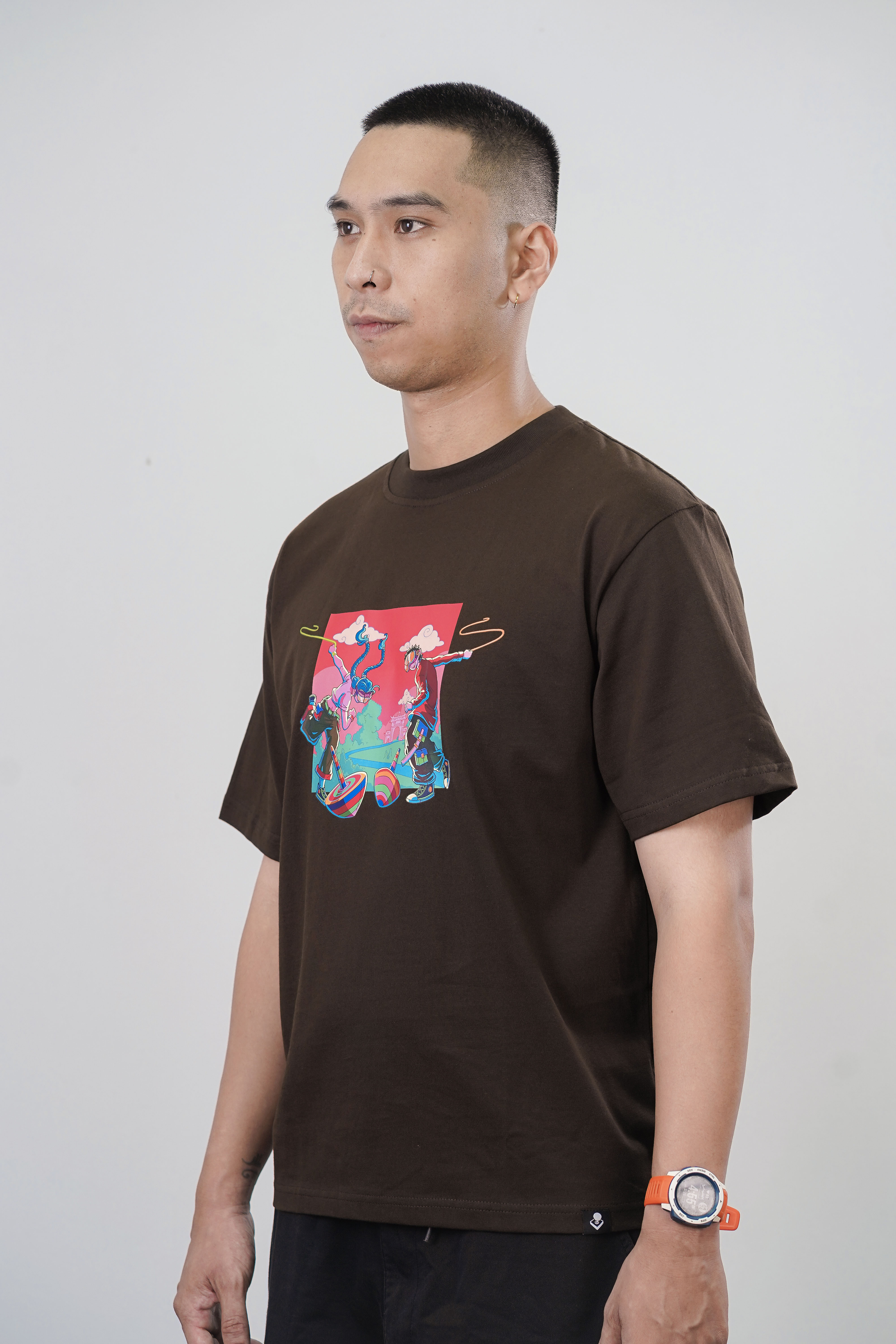 [BST Nối] Áo Phông Cotton In Hình Trò Chơi Dân Gian Cù Quay