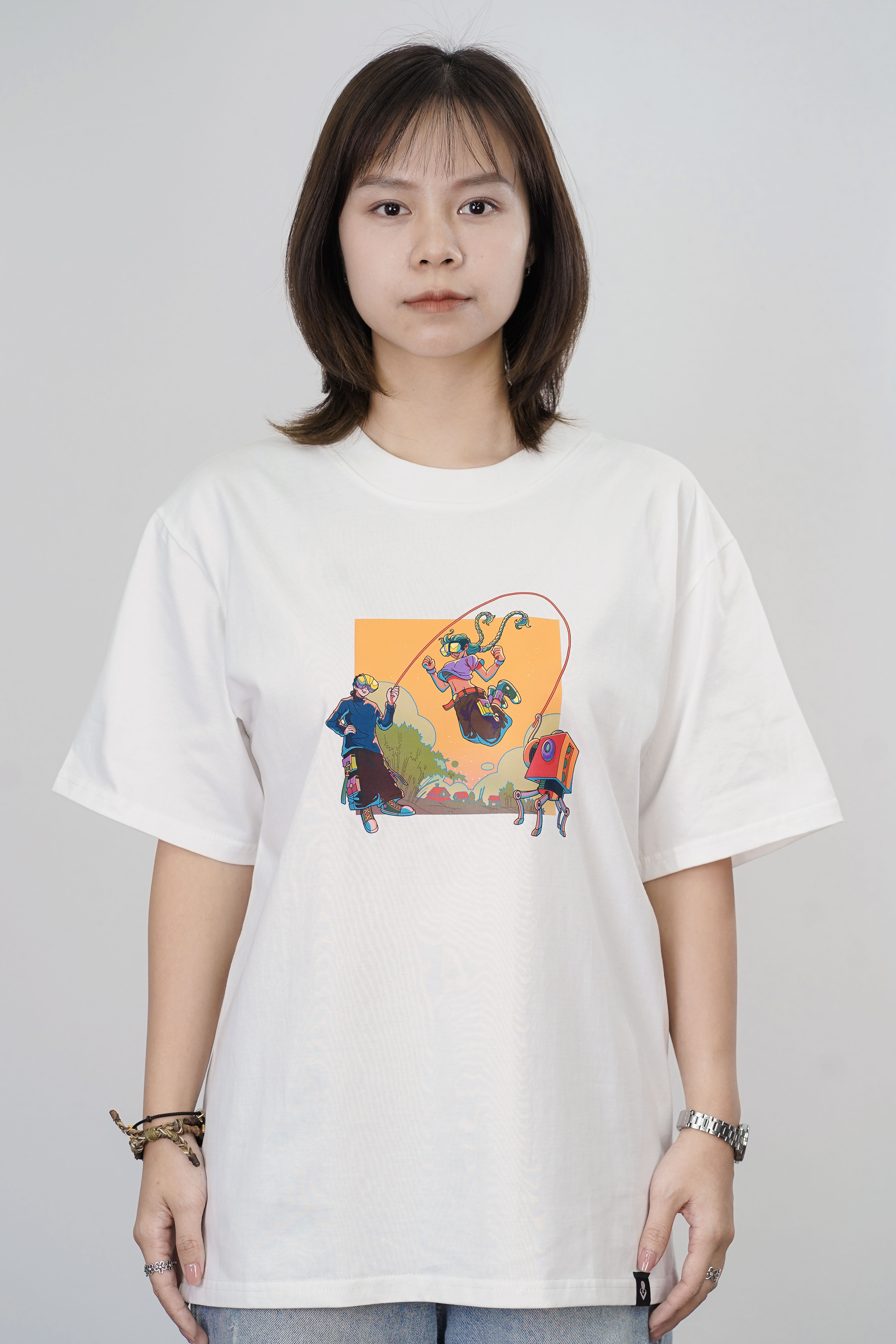 [BST Nối] Áo Phông Cotton In Hình Trò Chơi Dân Gian Nhảy Dây