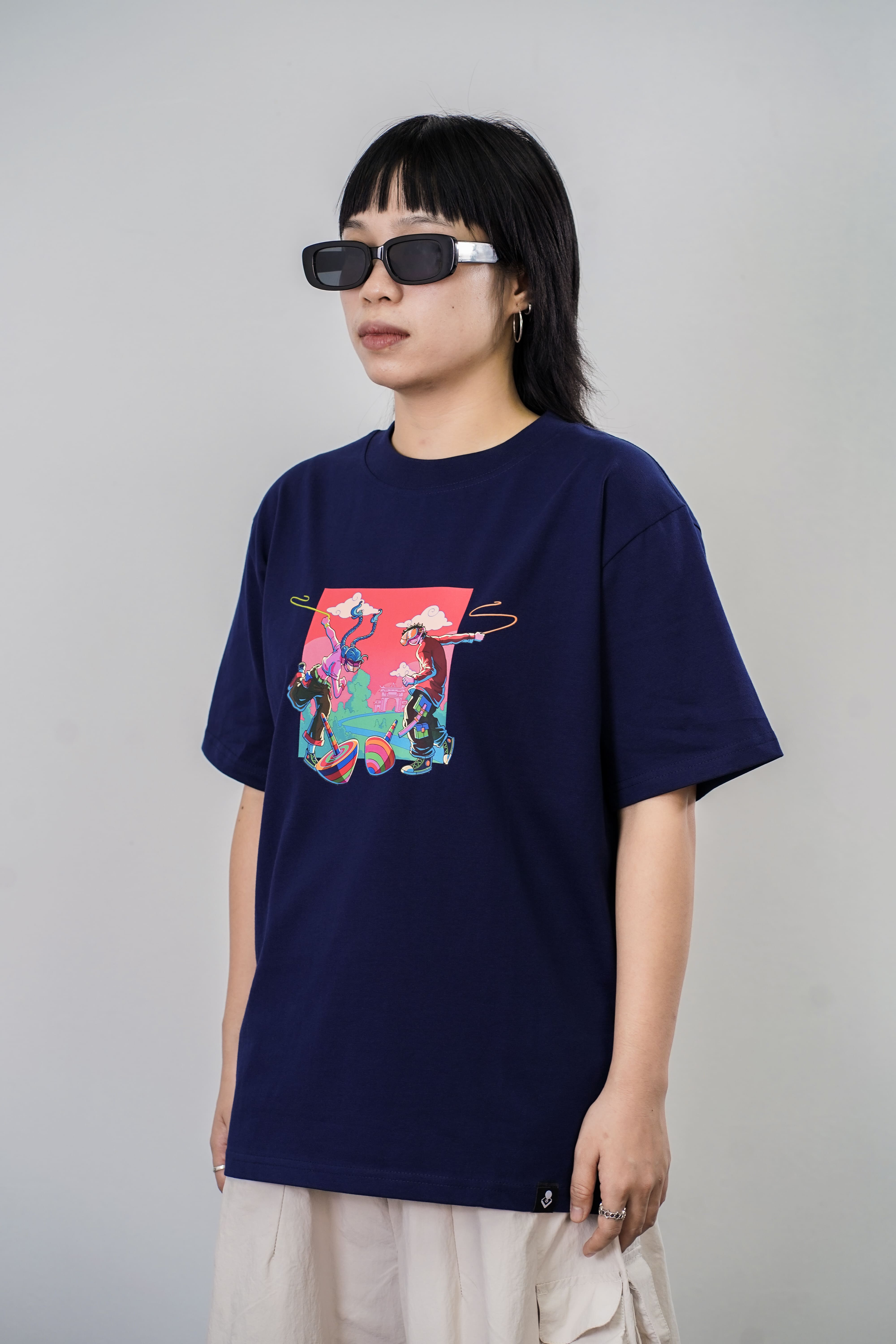 [BST Nối] Áo Phông Cotton In Hình Trò Chơi Dân Gian Cù Quay