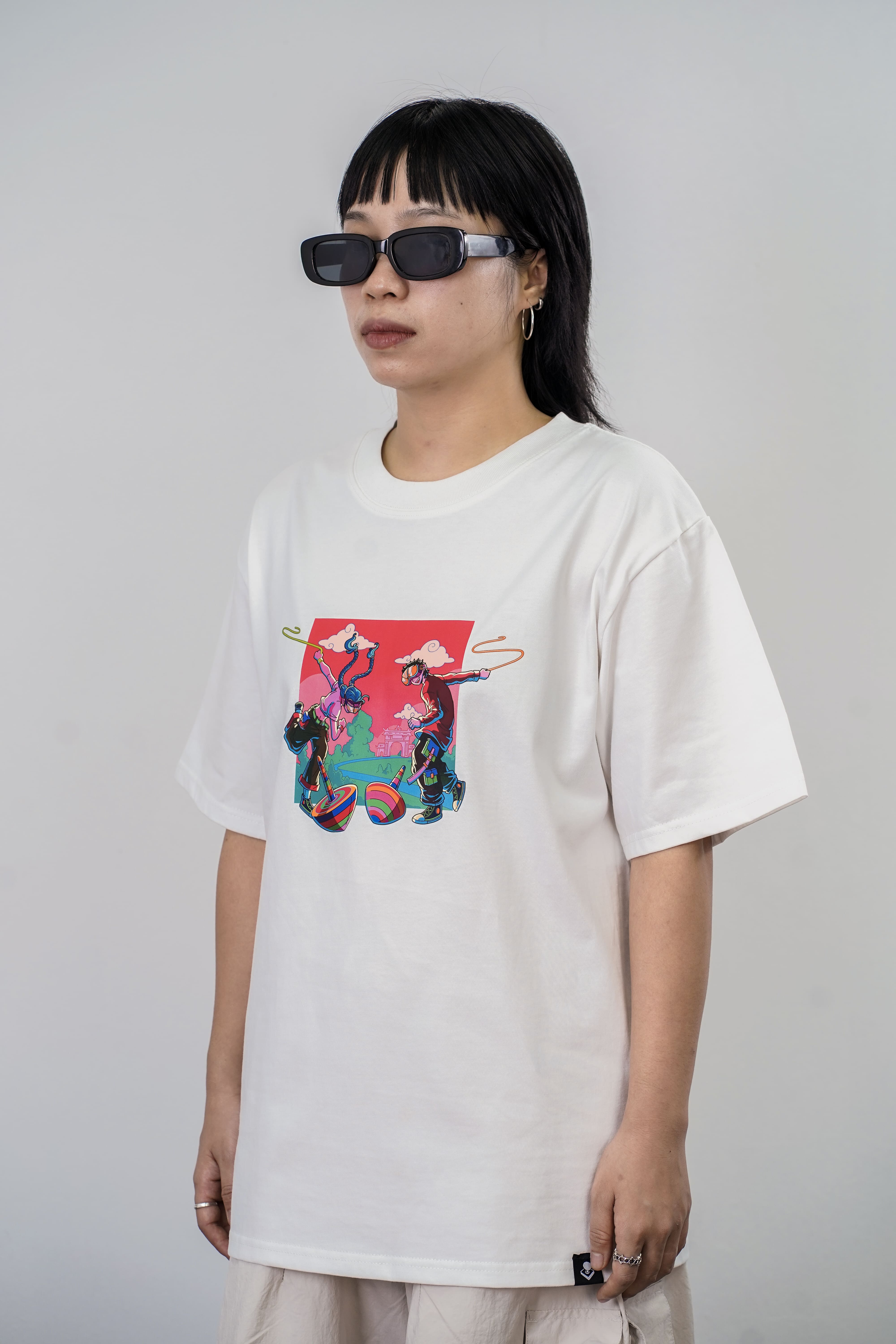 [BST Nối] Áo Phông Cotton In Hình Trò Chơi Dân Gian Cù Quay