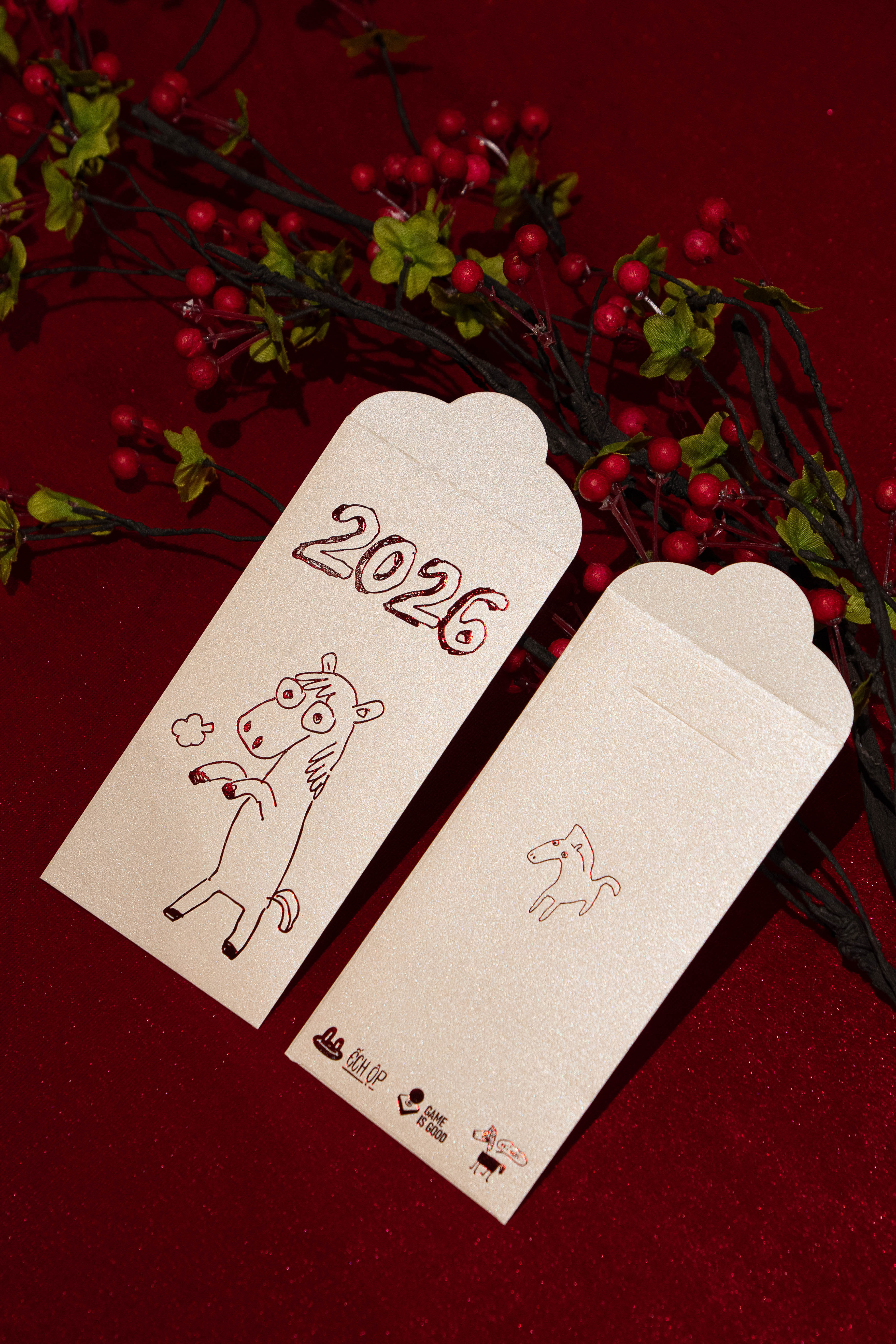 [Freeship] Set 12 Lì Xì Ép Kim Luxury Ếch Ộp x GIG Tết 2026 | Collection "Hí Hí"
