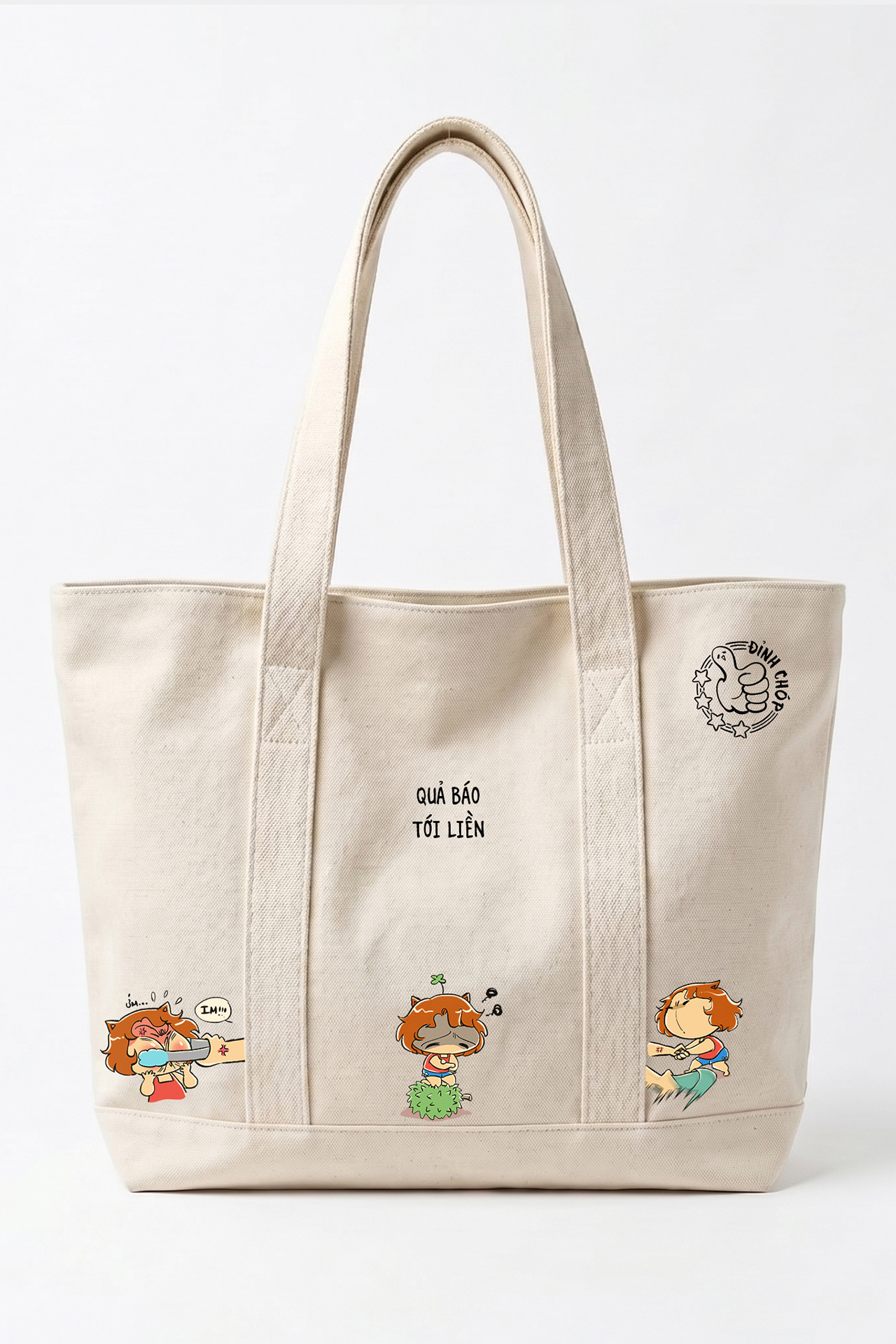 [Freeship] Túi tote “THÁI ĐỘ & QUẢ BÁO” | GIG x Tai Mèo & Mặt Ngầu