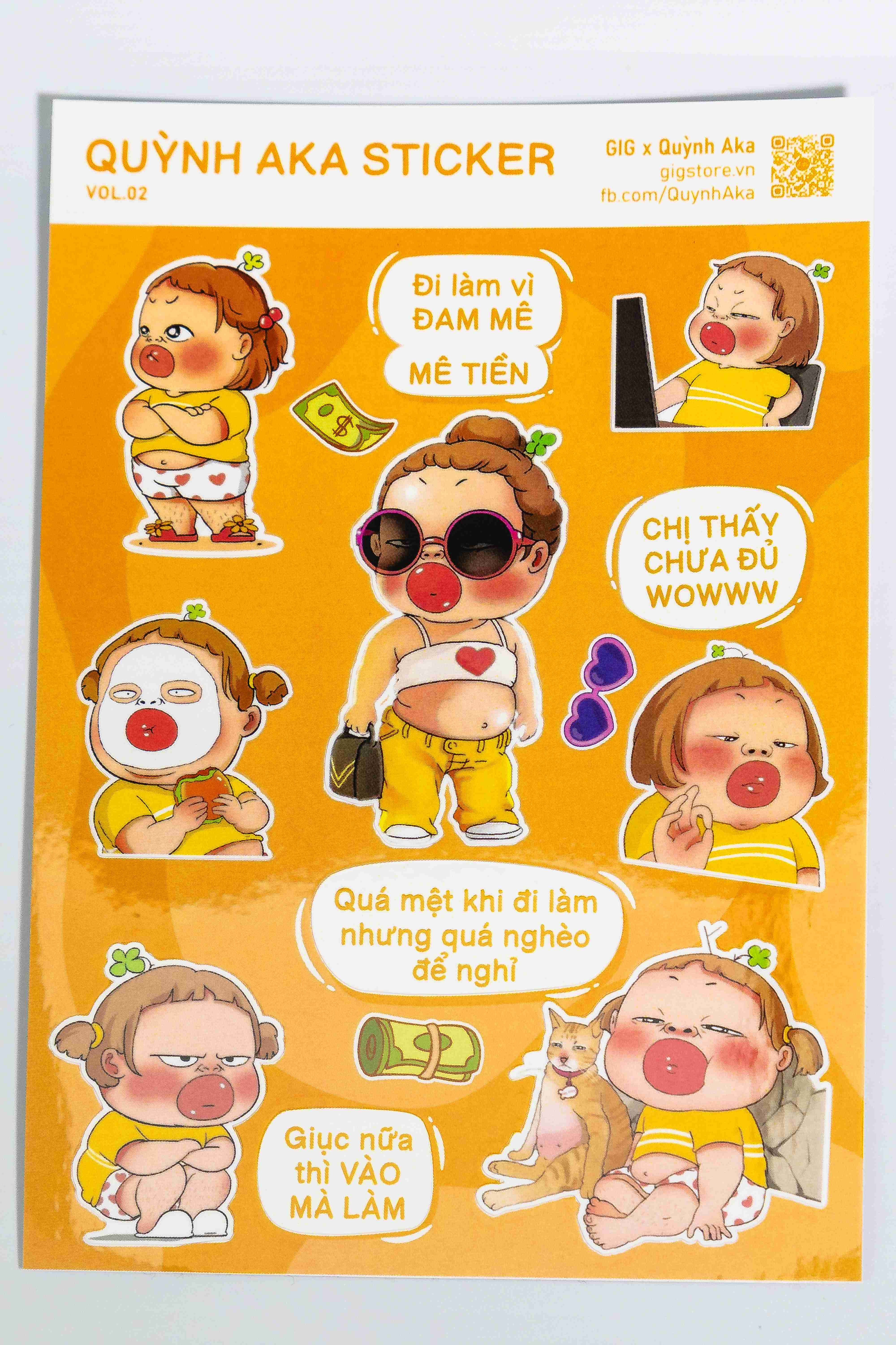 Set Sticker In Hình Quỳnh Aka x GIG | Set Random Decal Trang Trí Dán Laptop, Điện Thoại, Mũ, Cốc,...