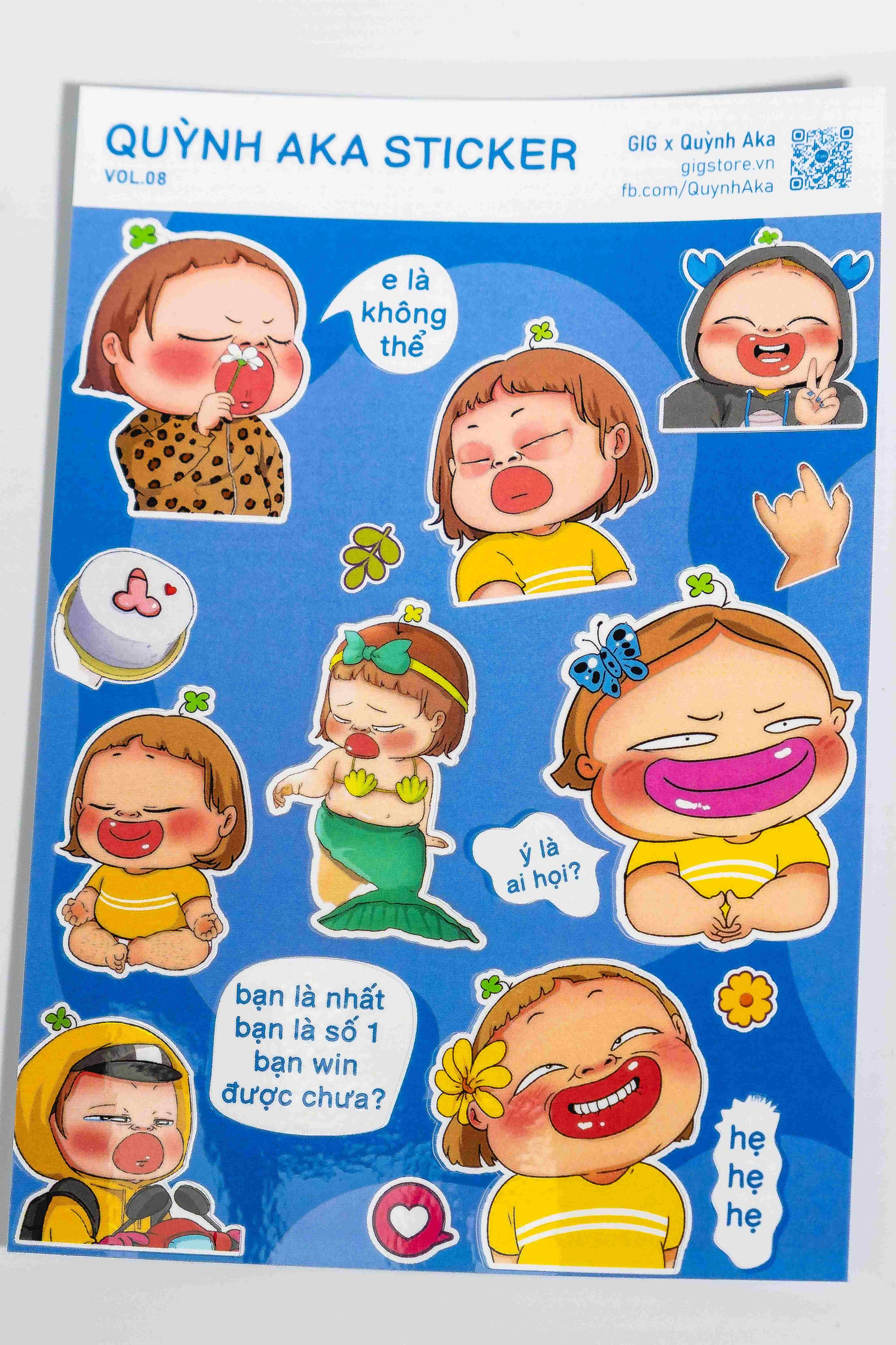 Set Sticker In Hình Quỳnh Aka x GIG | Set Random Decal Trang Trí Dán Laptop, Điện Thoại, Mũ, Cốc,...