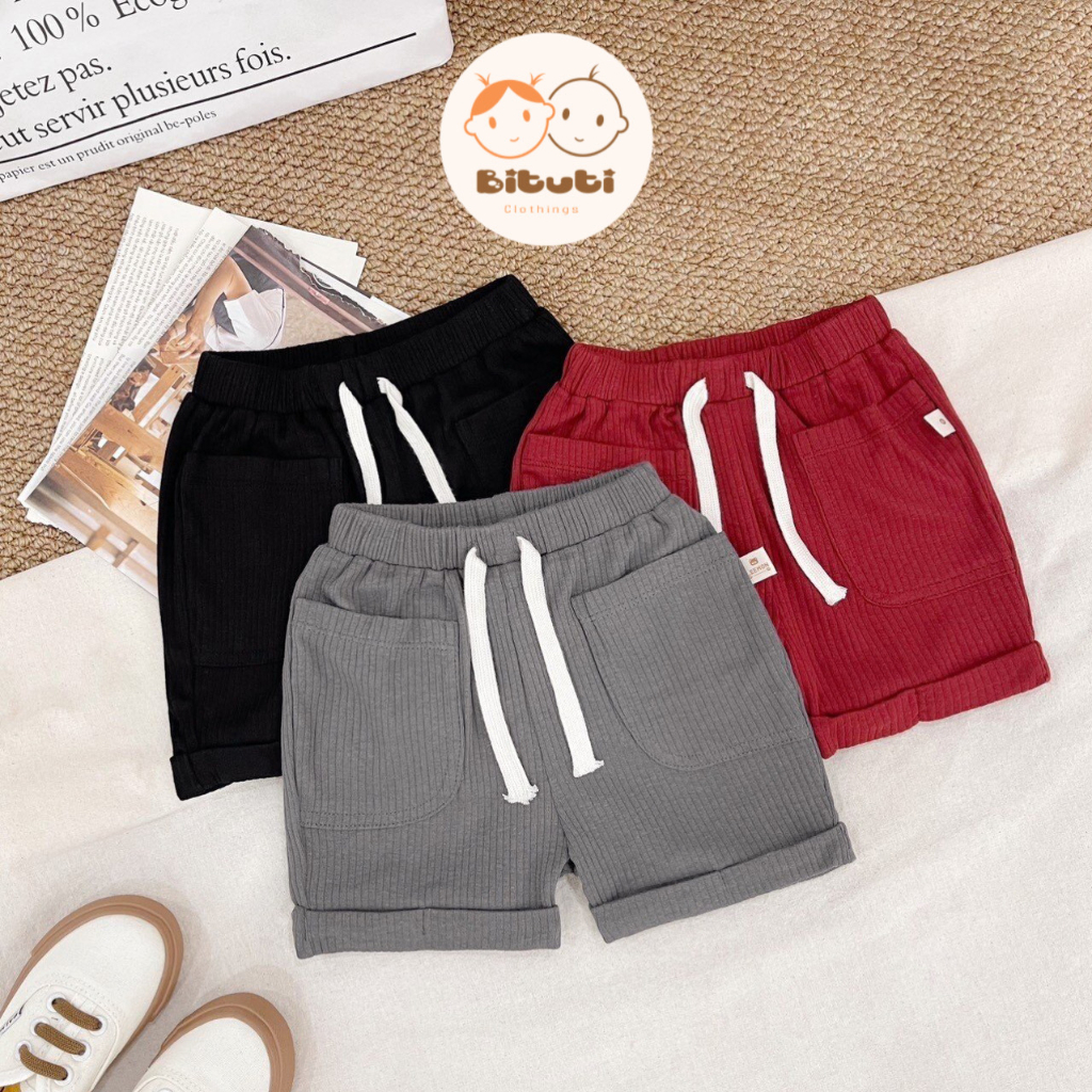 Quần đùi thun gân phối túi dây rút Beemo