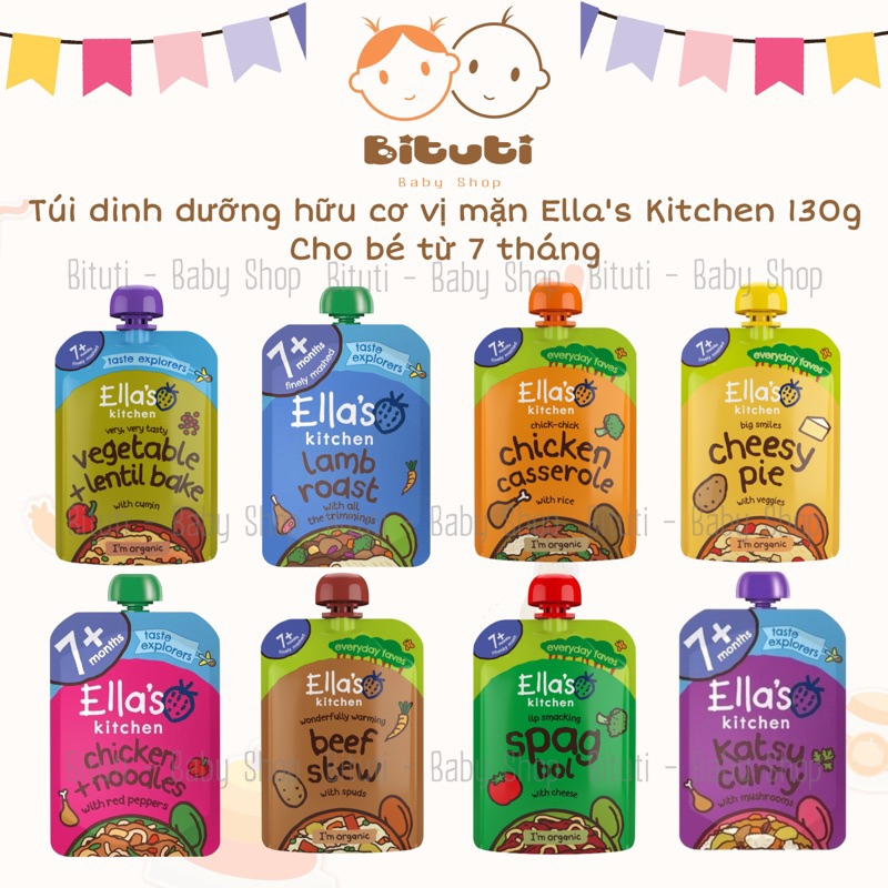 Túi dinh dưỡng hữu cơ vị mặn Ella’s Kitchen cho bé từ 7tháng