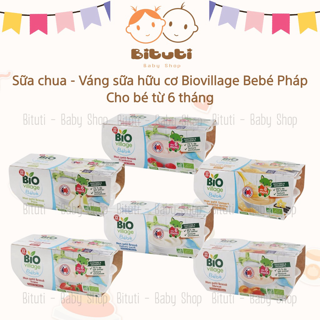 Sữa chua hữu cơ Biovillage Bébé Pháp cho bé từ 6 tháng
