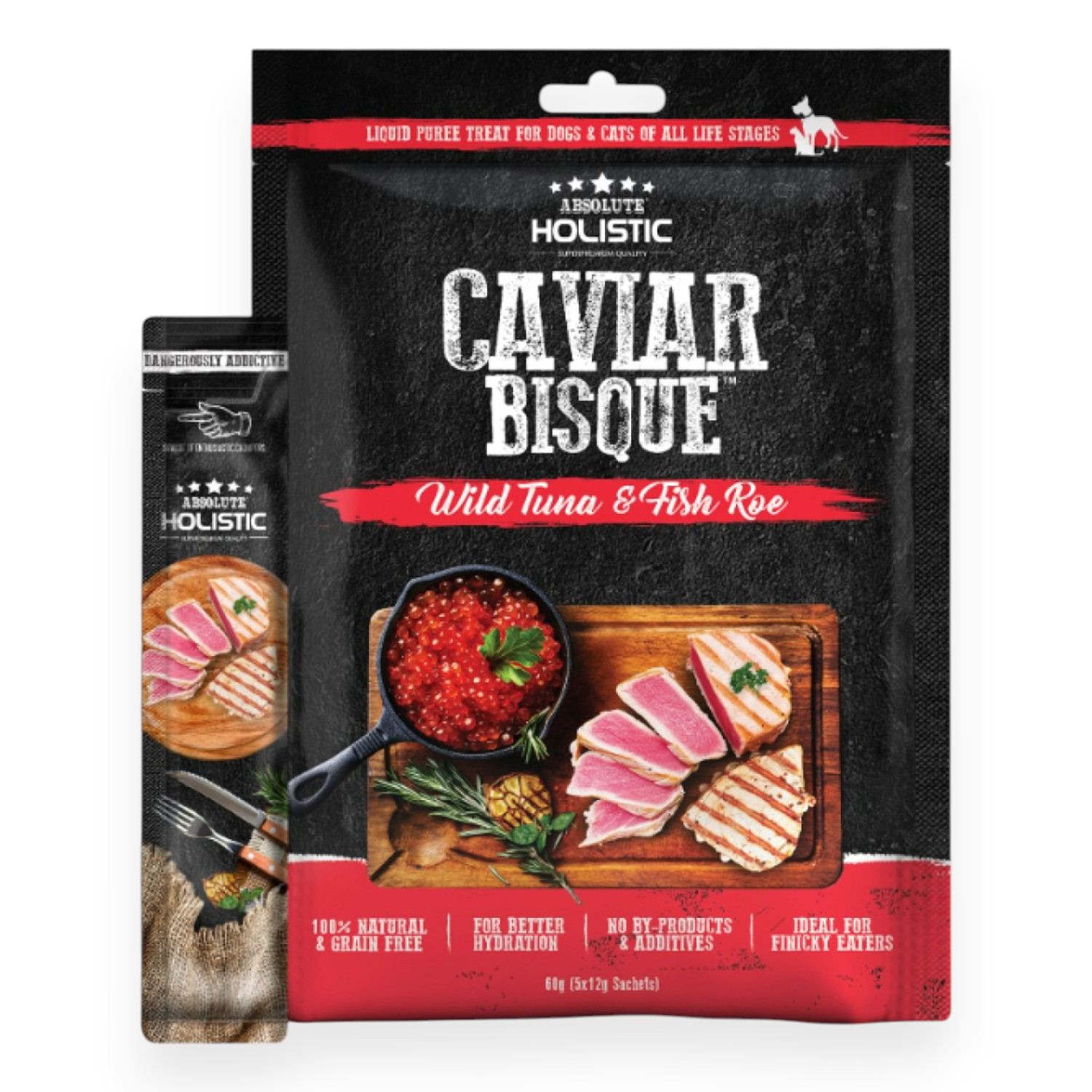 Súp thưởng Absolute Holistic Bisque - Thịt Cá Ngừ & Trứng Cá Bịch 60g cho Chó & Mèo