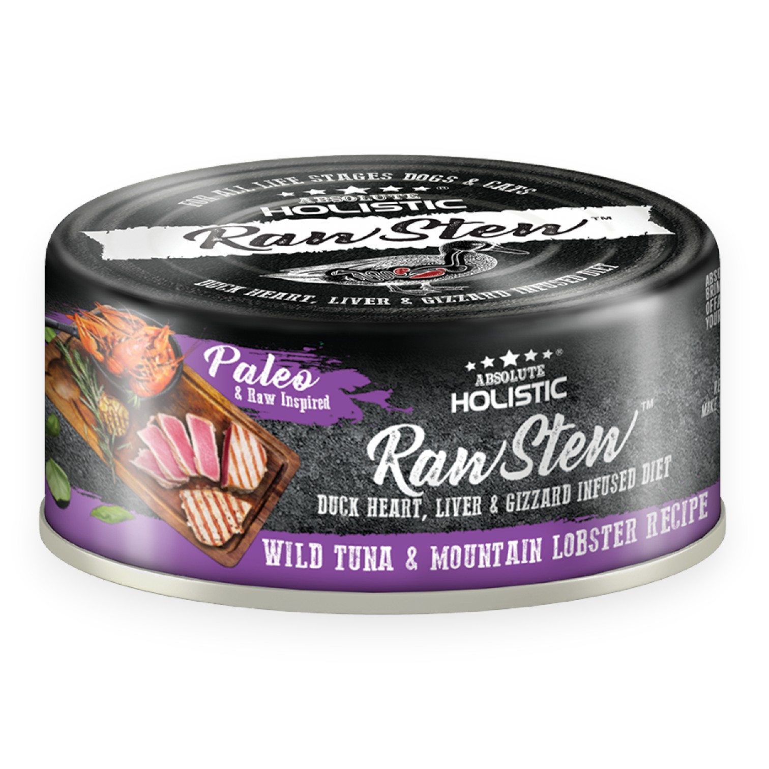 Pate Absolute Holistic Rawstew - Thịt Cá Ngừ & Thịt Tôm Hùm Lon 80g cho Chó & Mèo