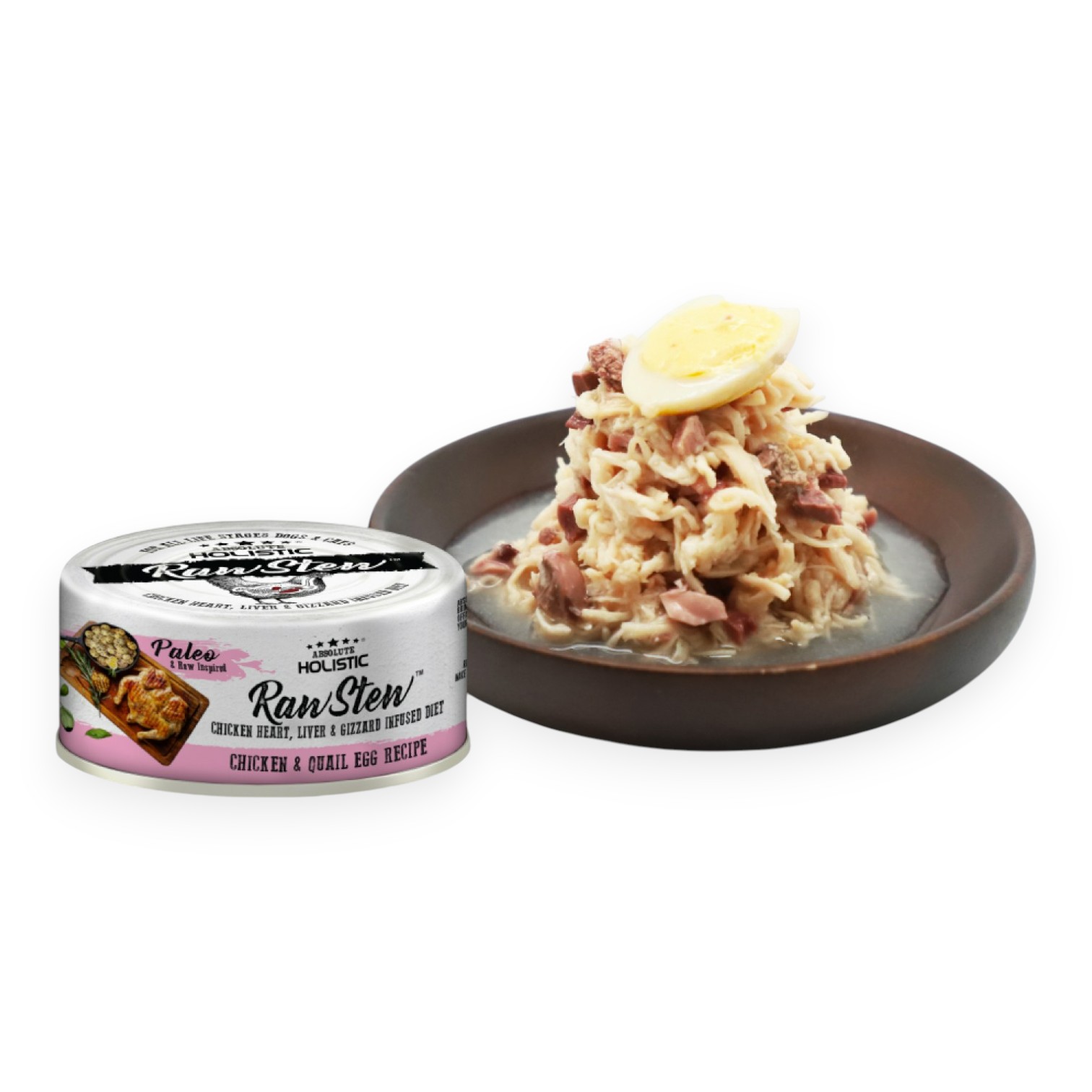 Pate Absolute Holistic Rawstew - Thịt Gà & Trứng Cút Lon 80g cho Chó & Mèo