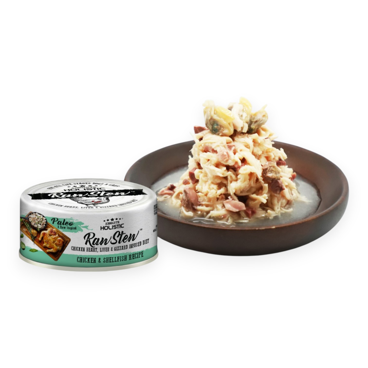 Pate Absolute Holistic Rawstew - Thịt Gà & Hến Lon 80g cho Chó & Mèo