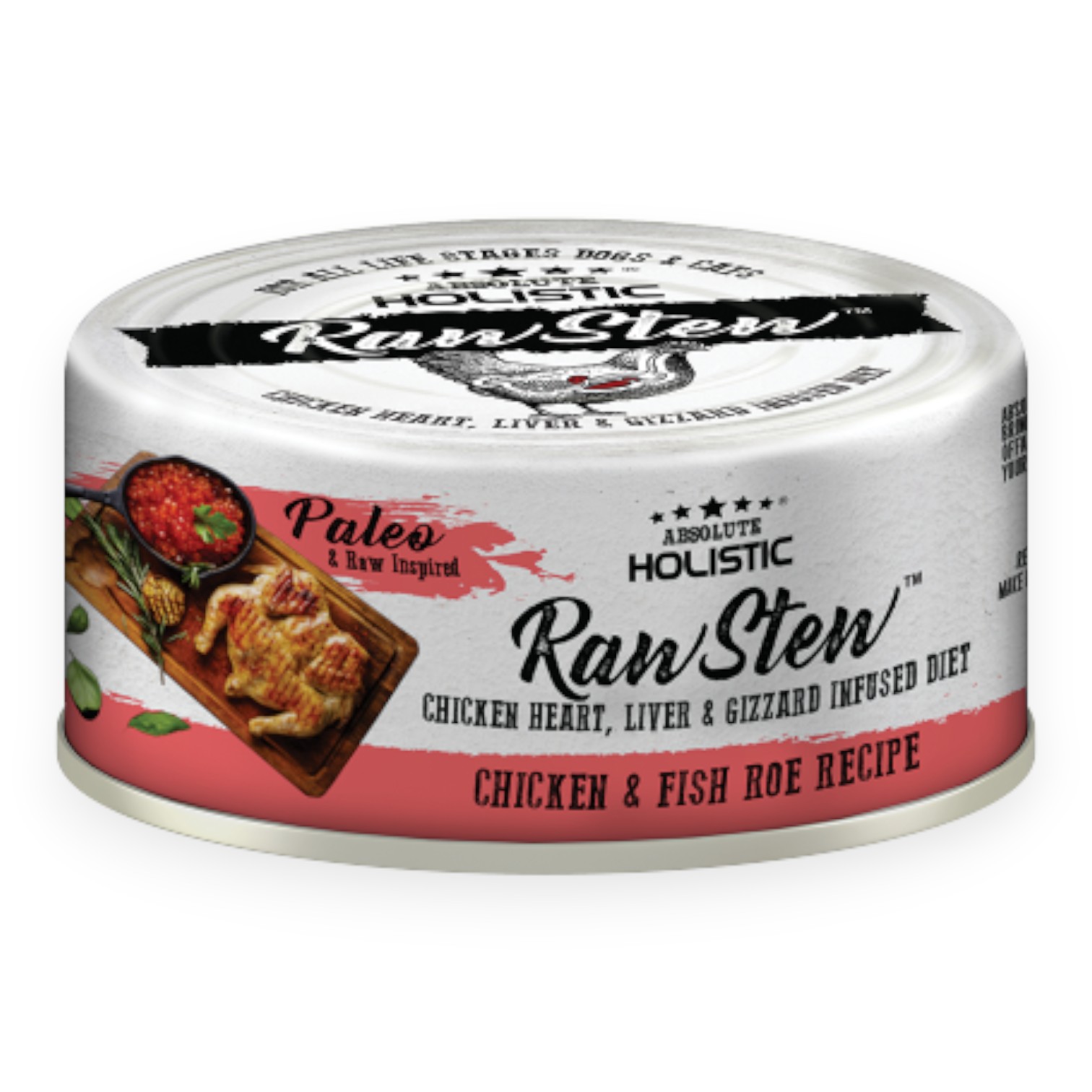Pate Absolute Holistic Rawstew - Thịt Gà & Trứng Cá Lon 80g cho Chó & Mèo