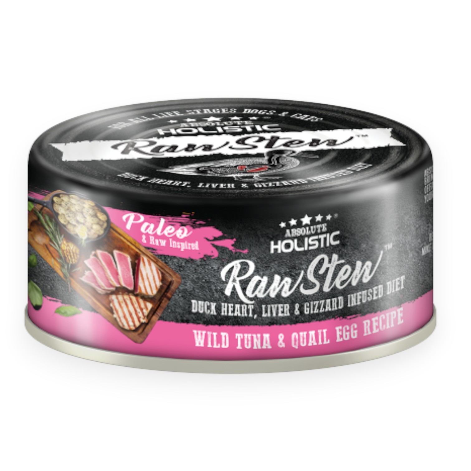 Pate Absolute Holistic Rawstew - Thịt Cá Ngừ & Trứng Cút Lon 80g cho Chó & Mèo