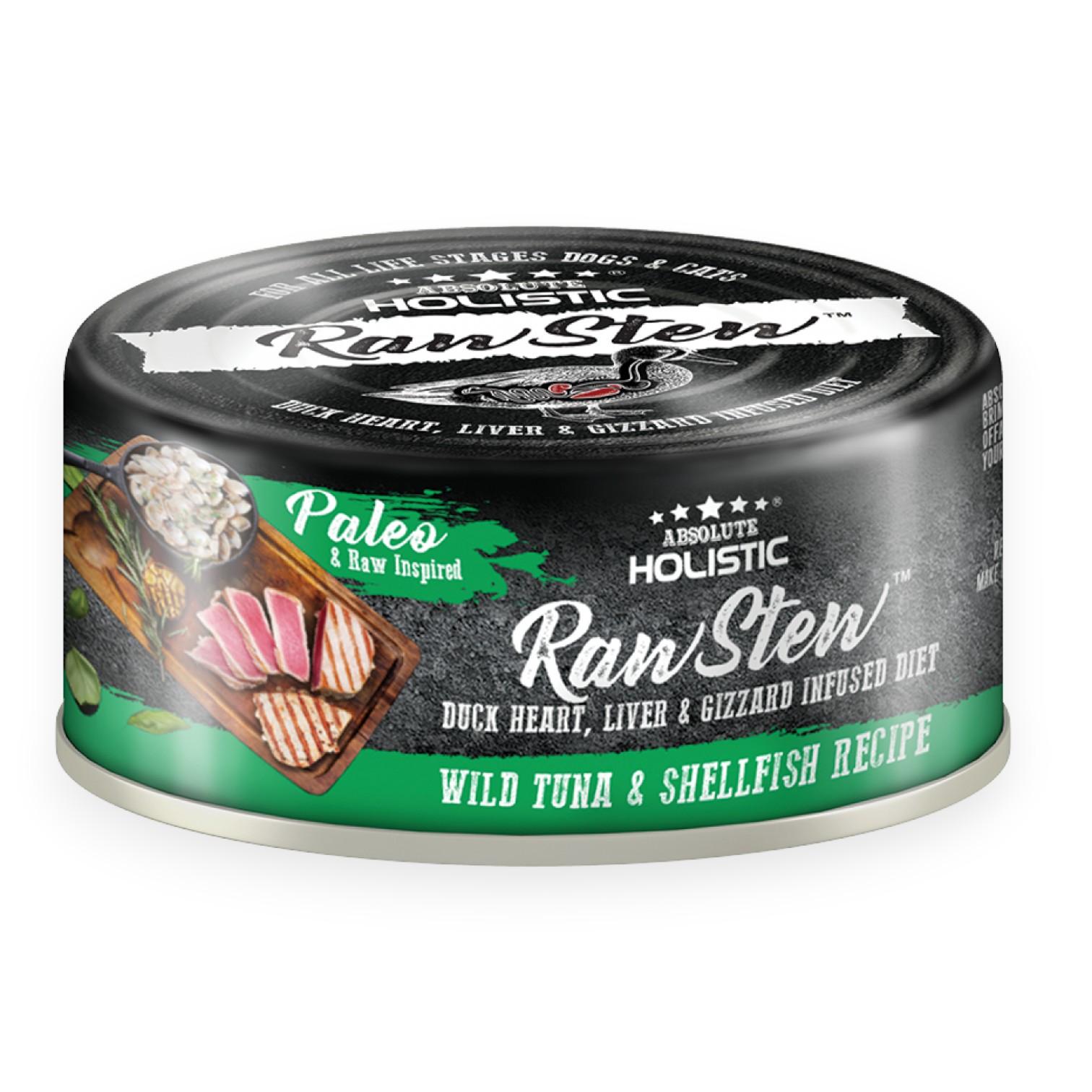 Pate Absolute Holistic Rawstew - Thịt Cá Ngừ & Hến Lon 80g cho Chó & Mèo