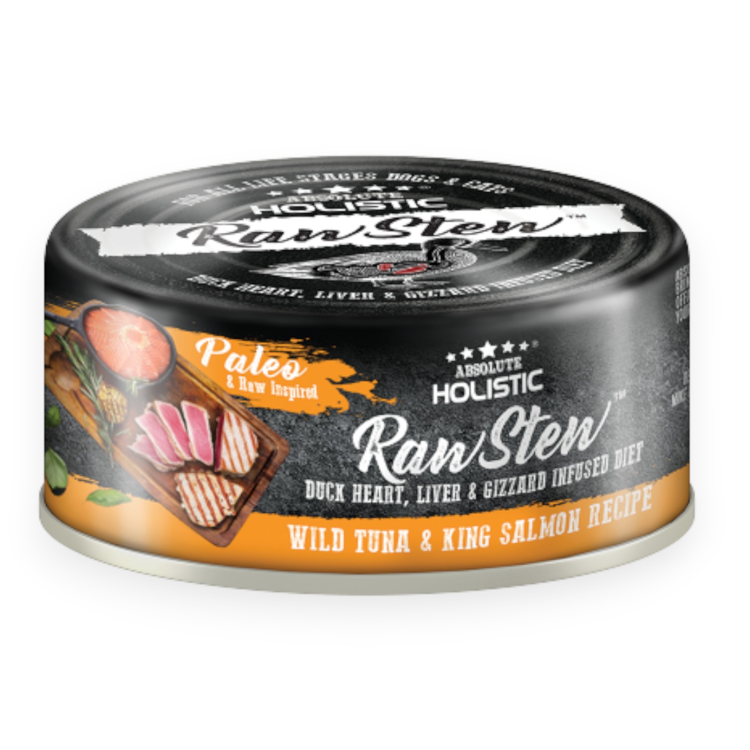 Pate Absolute Holistic Rawstew - Thịt Cá Ngừ & Cá Hồi Lon 80g cho Chó & Mèo