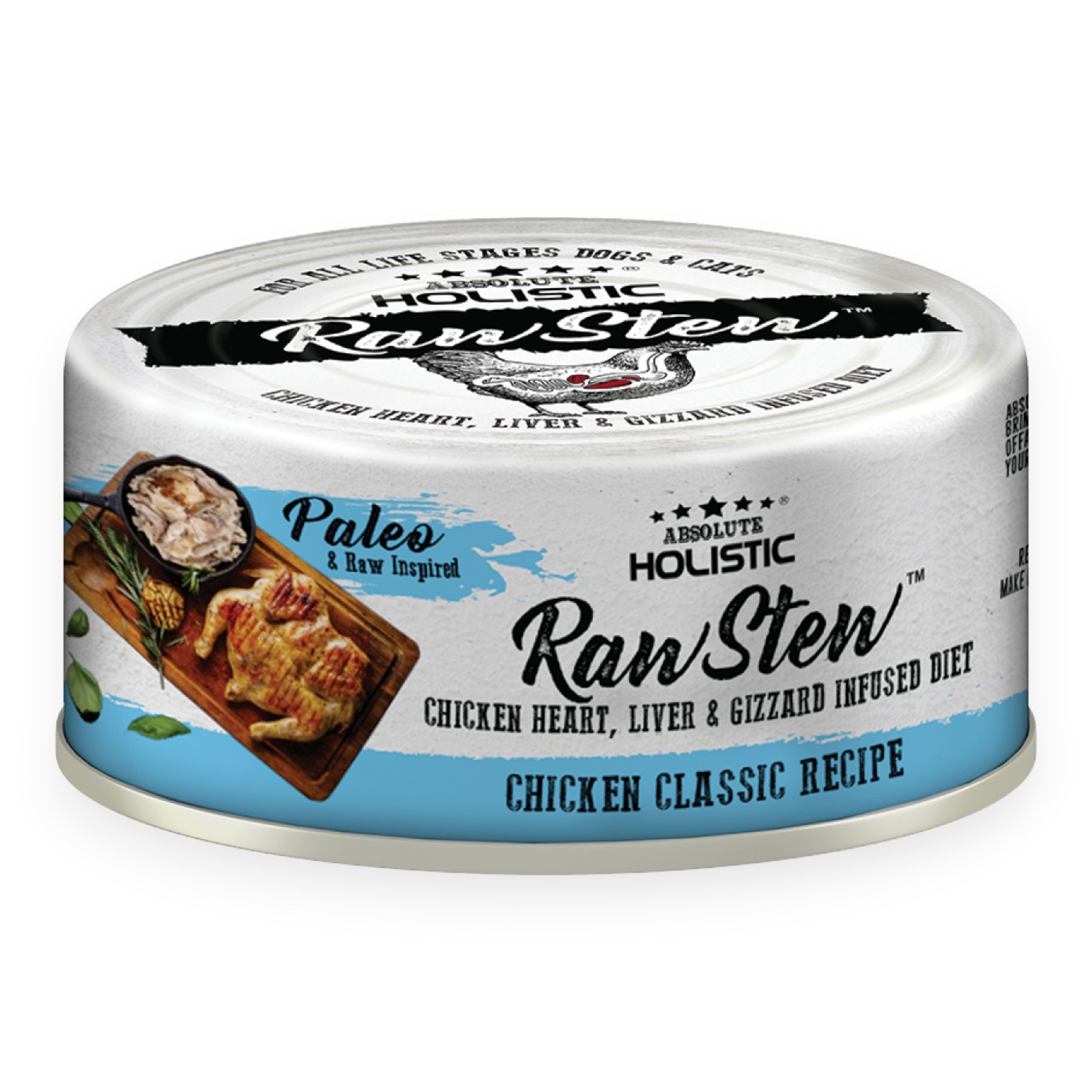 Pate Absolute Holistic Rawstew - Thịt Gà Lon 80g cho Chó & Mèo