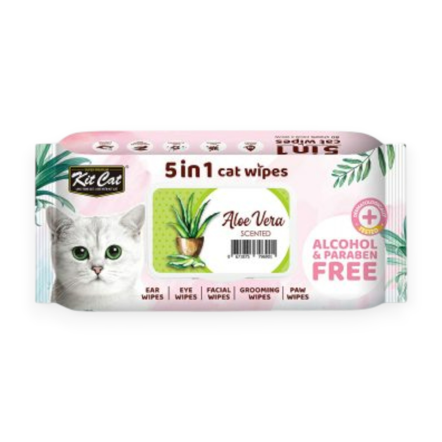 Khăn ướt Kit Cat Nha Đam 80 Tờ Size 15x20 cm cho Mèo - Aloe Vera