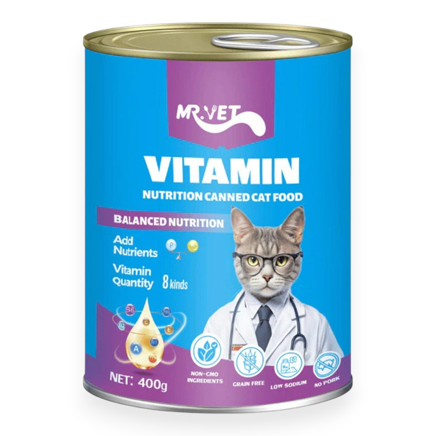 Pate Mr.Vet Bổ Sung Vitamin Lon 400g cho Mèo - Vitamin