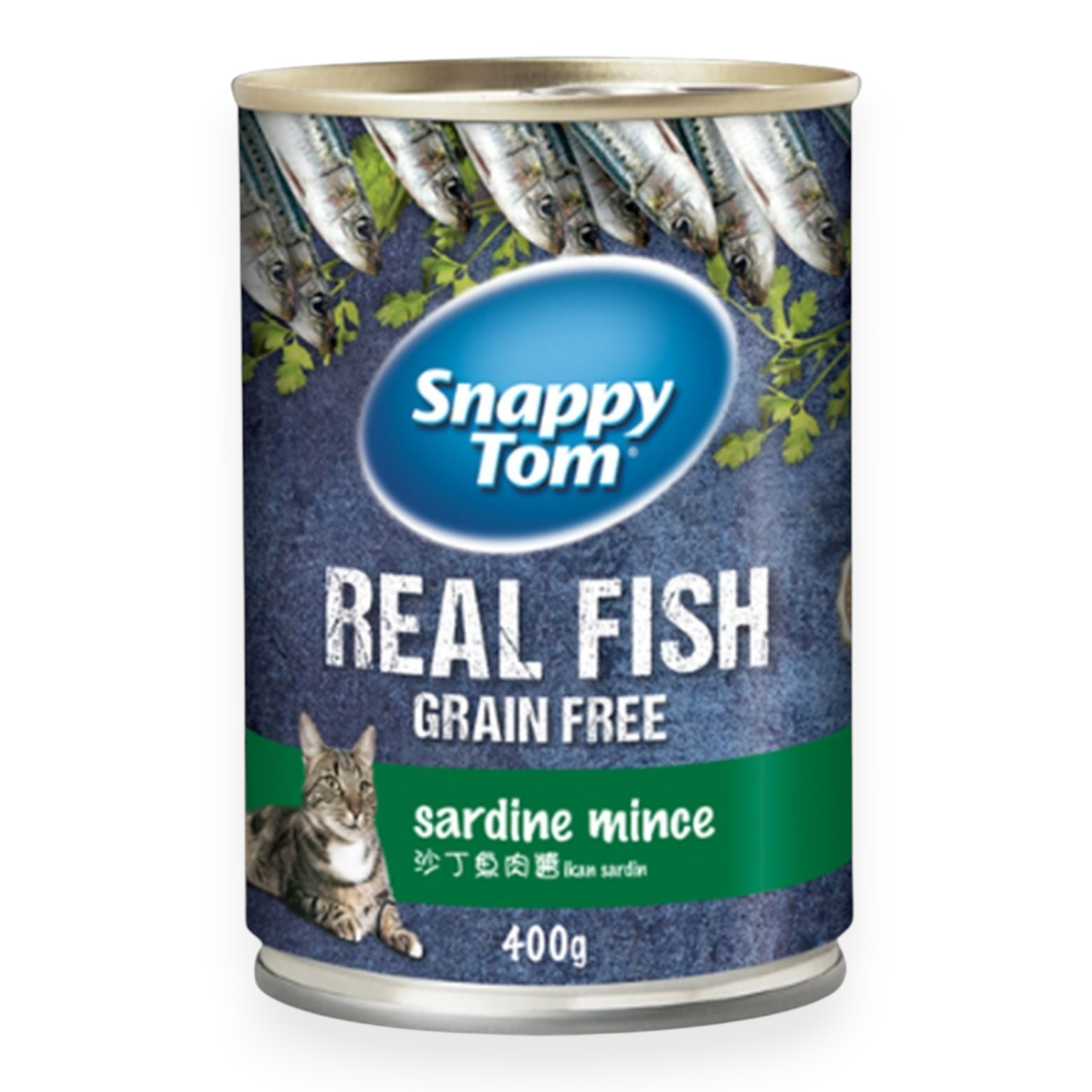 Pate Snappy Tom Real Fish Cá Trích Dạng Miếng Lon 400g cho Mèo