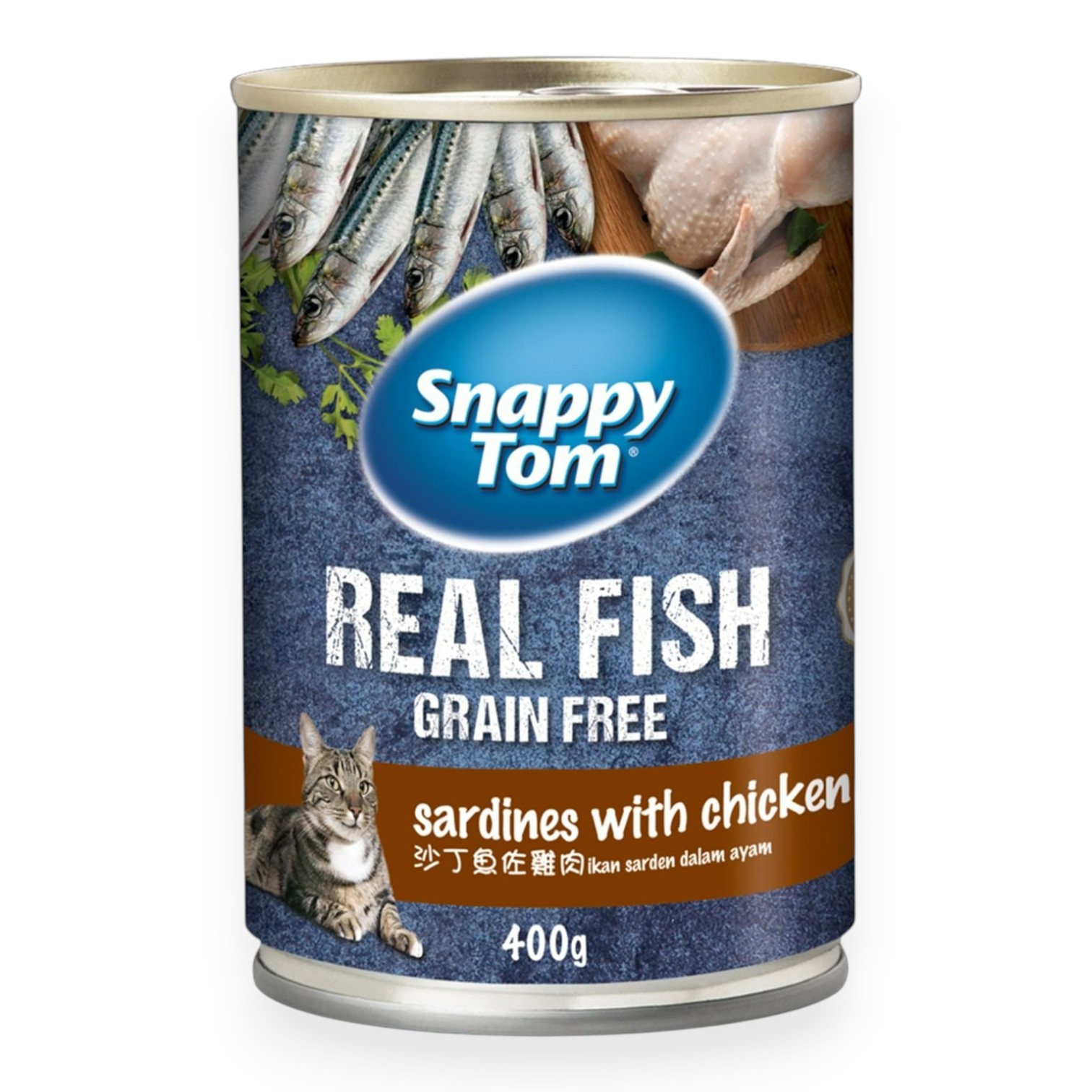 Snappy Tom - Pate mèo REAL MEAT 400g - Gà & cá trích trong sốt