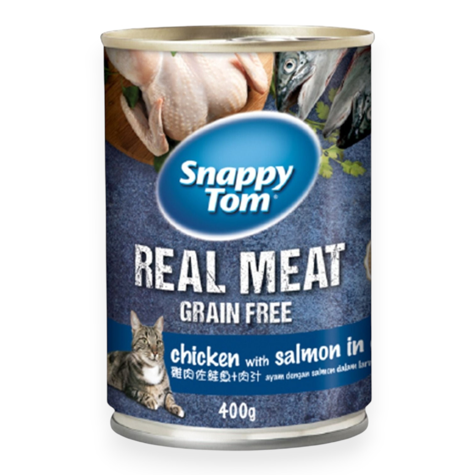 Snappy Tom - Pate mèo REAL MEAT 400g - Gà & cá hồi trong sốt