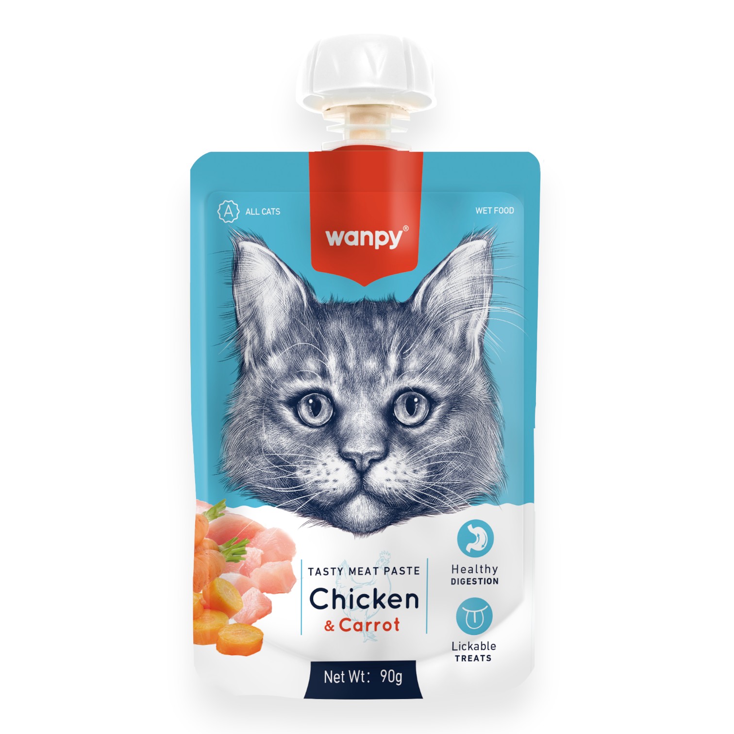 Súp Thưởng Wanpy Vị Thịt Gà & Cà Rốt Gói 90g cho Mèo - Chicken & Carrot