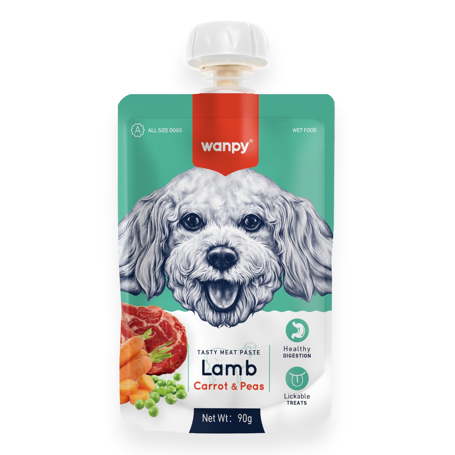 Súp Thưởng Wanpy Vị Thịt Cừu, Cà Rốt & Đậu Gói 90g cho Chó - Lamb, Carrot & Pea