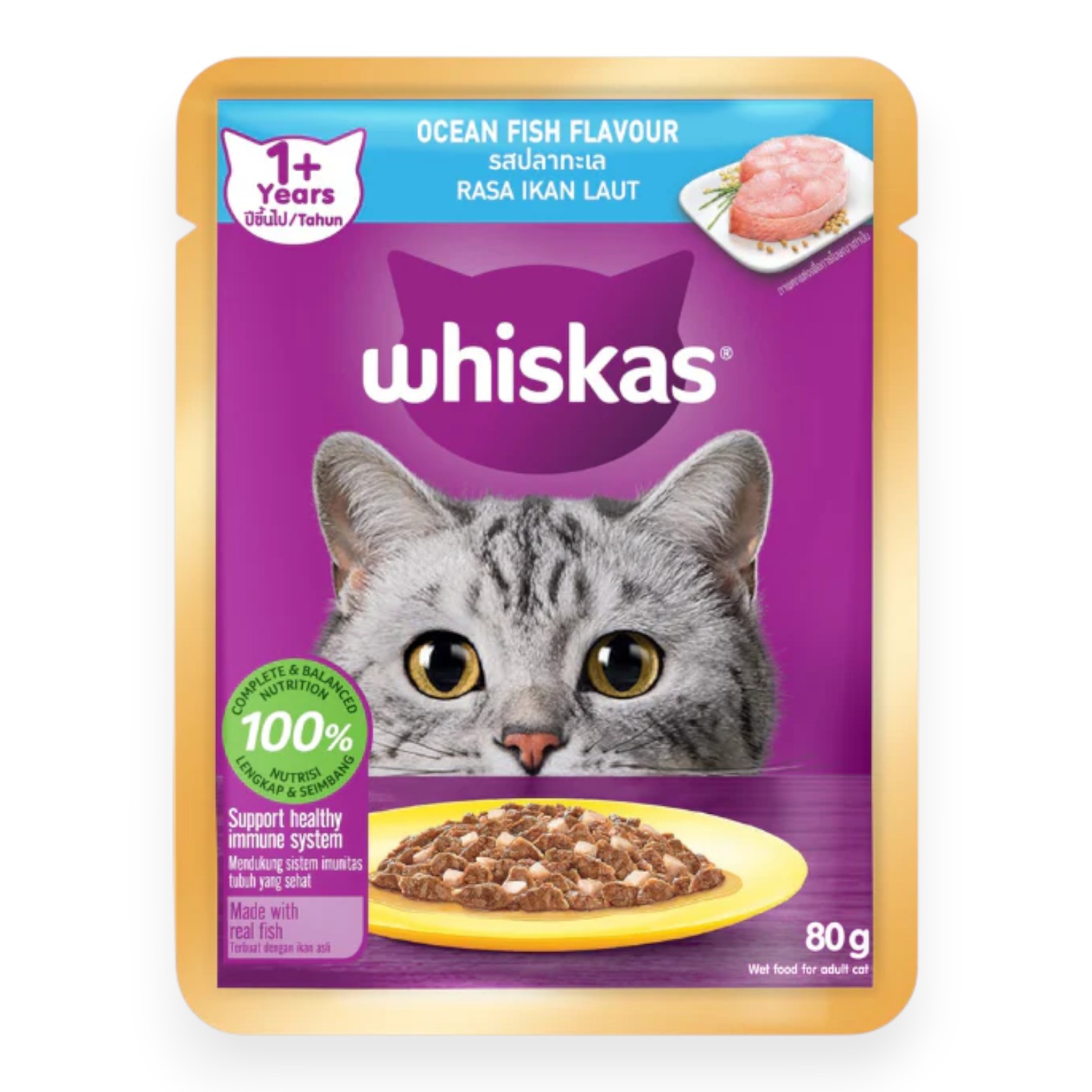 Pate Whiskas Cho Mèo Trưởng Thành - Vị Cá Biển Lon 400g cho Mèo - Adult Ocean Fish