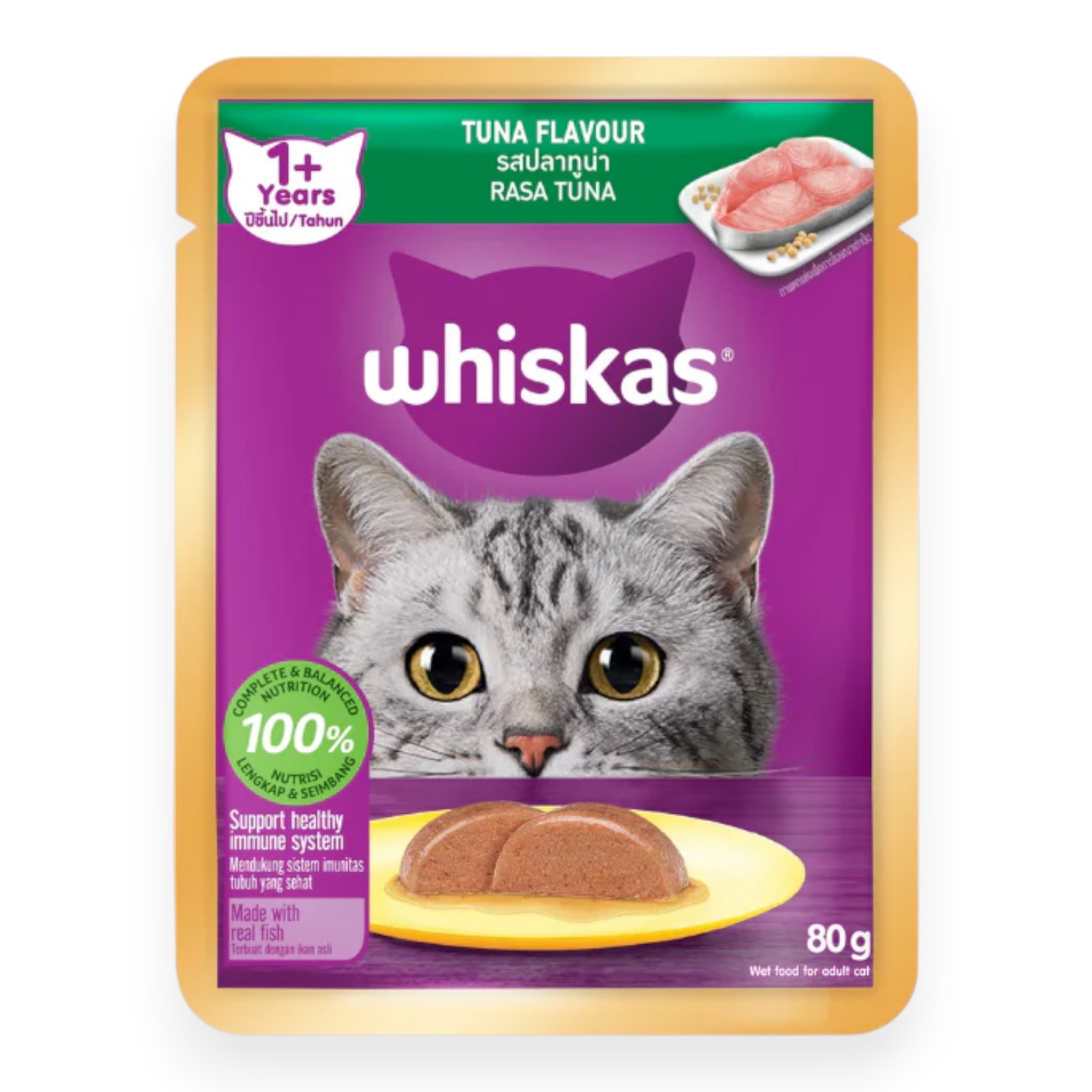 Hạt Whiskas Mèo Trưởng Thành - Vị Cá Ngừ Bịch 1.2kg cho Mèo - Adult Tuna