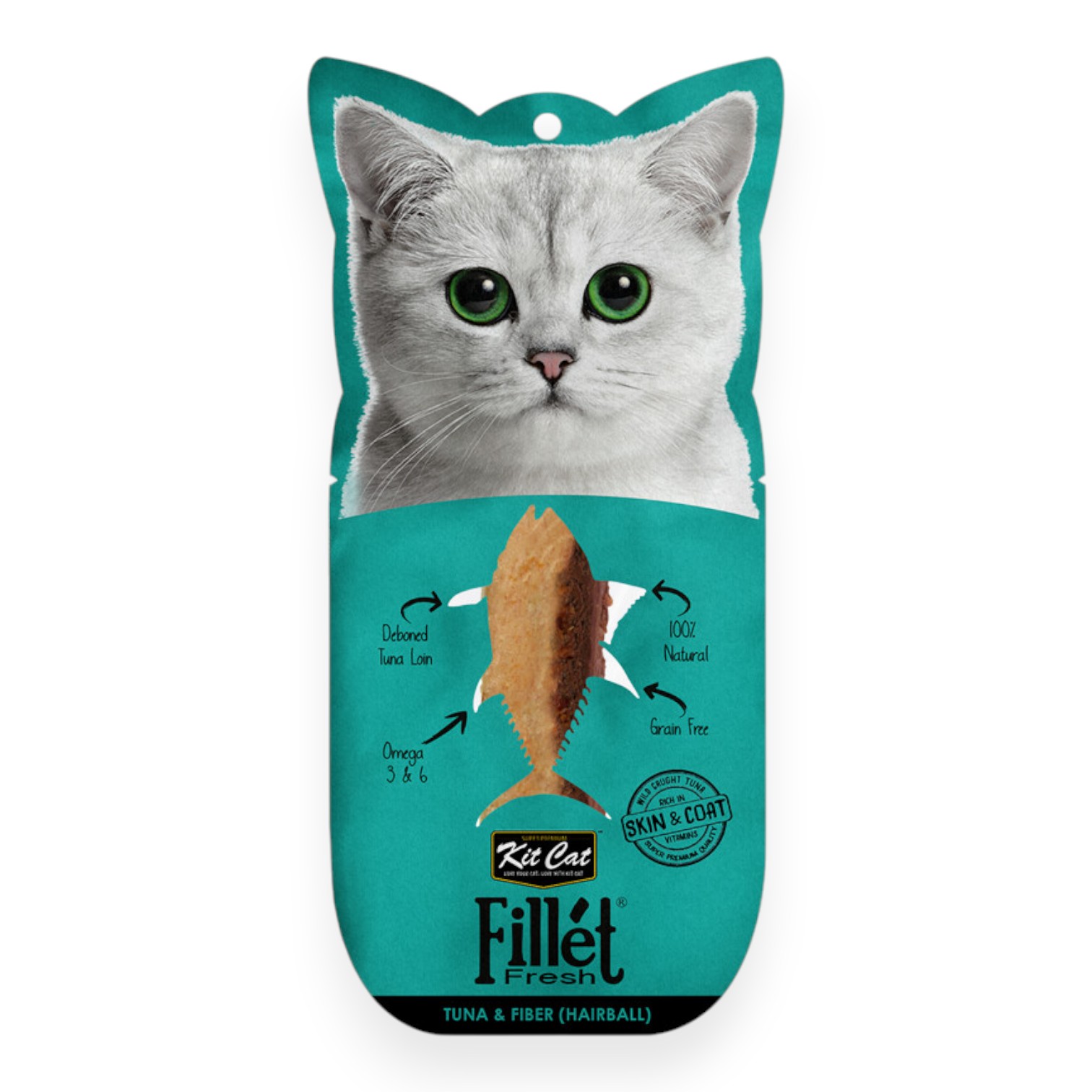 Treats Kit Cat Fillet Cá Ngừ & Chất Xơ (Búi Lông) Gói 30g cho Mèo - Tuna & Fiber (Hairball)