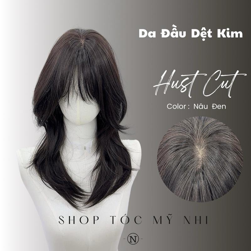Tóc Giả Dệt Kim Hust Cut Mái Thưa  Màu Nâu Đen C-dk-1203 45cm