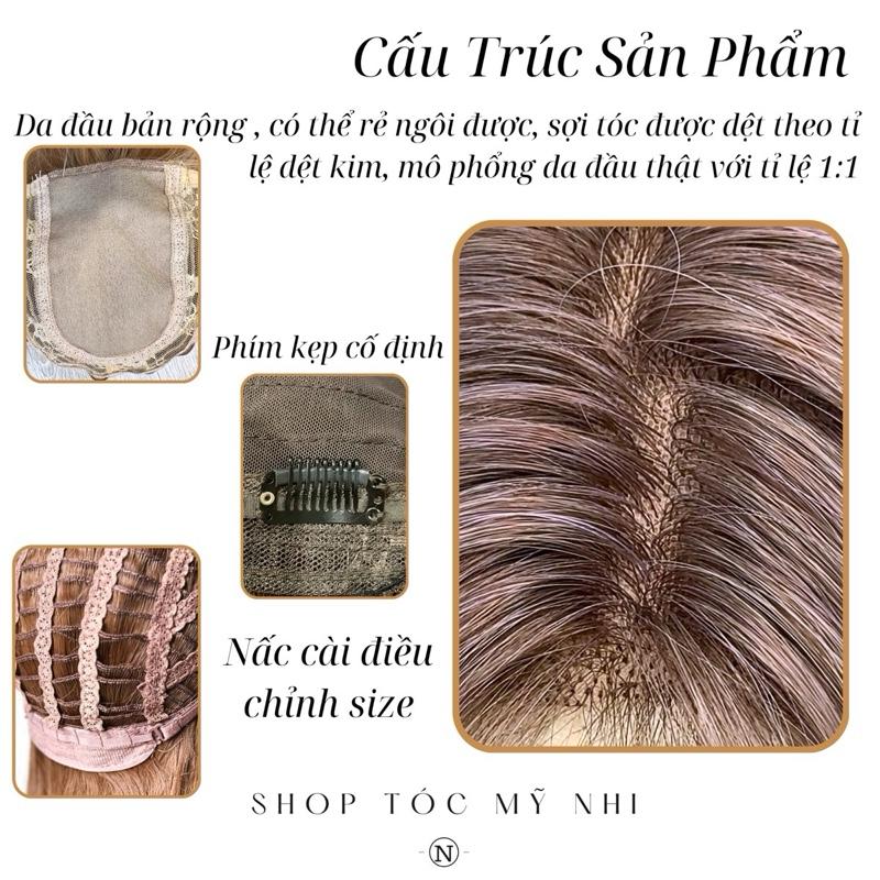 Tóc Giả Mỹ Nhi Da Đầu Dệt Kim V2DK12 Ngắn Thẳng 30cm