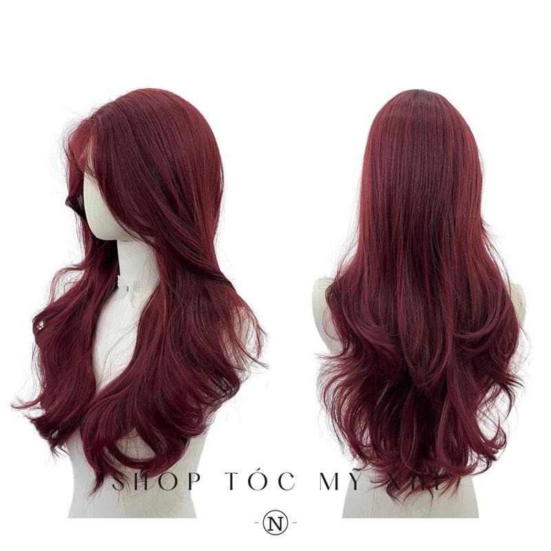 Tóc Giả Mỹ Nhi Xoăn Layer Mái Bay Màu Tóc Đỏ Cherry x-dk1-0115 Da Đầu Dệt Kim